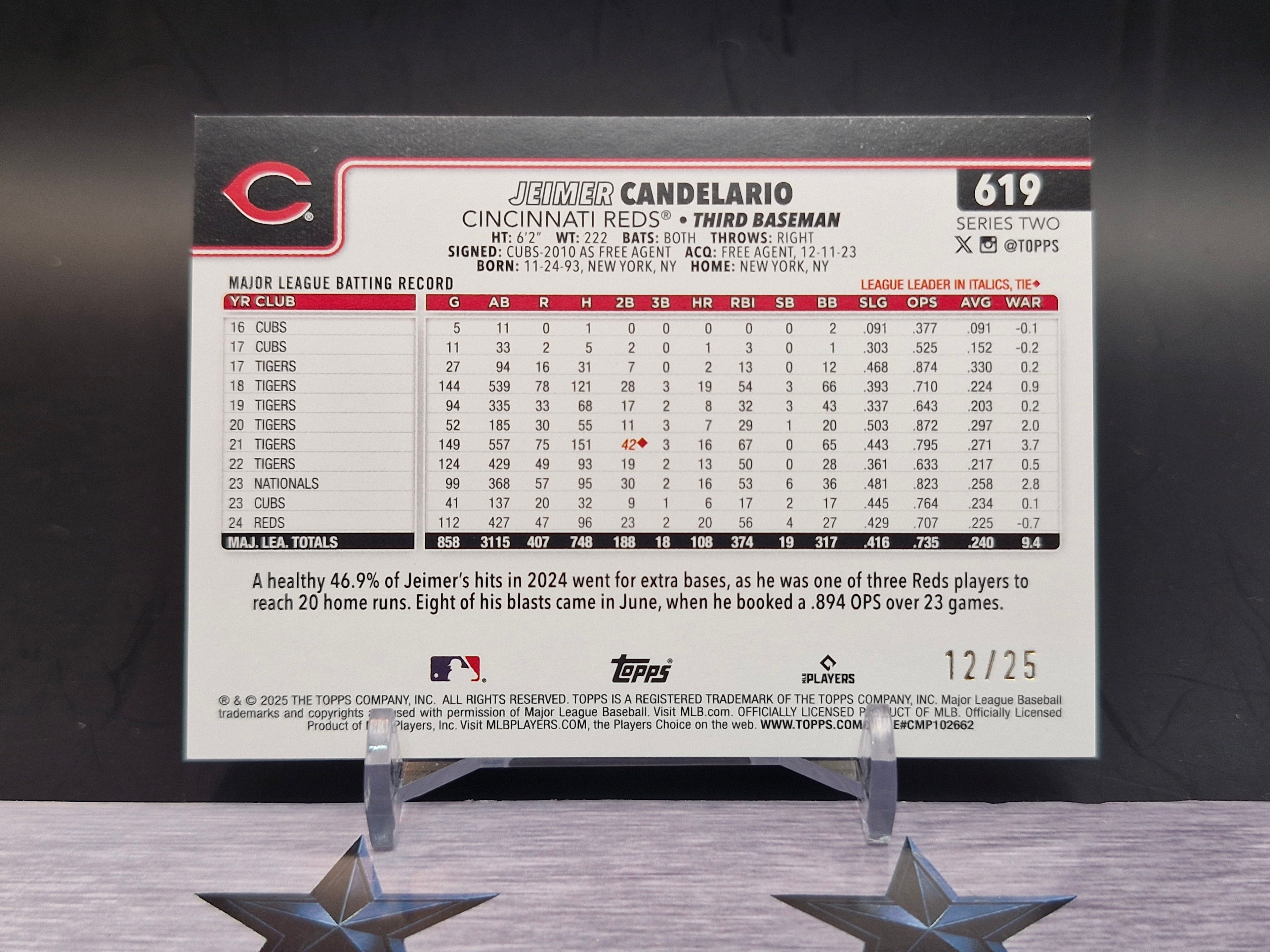 2025 Topps #619 Jeimer Candelario Holiday Beach Umbrella #/25