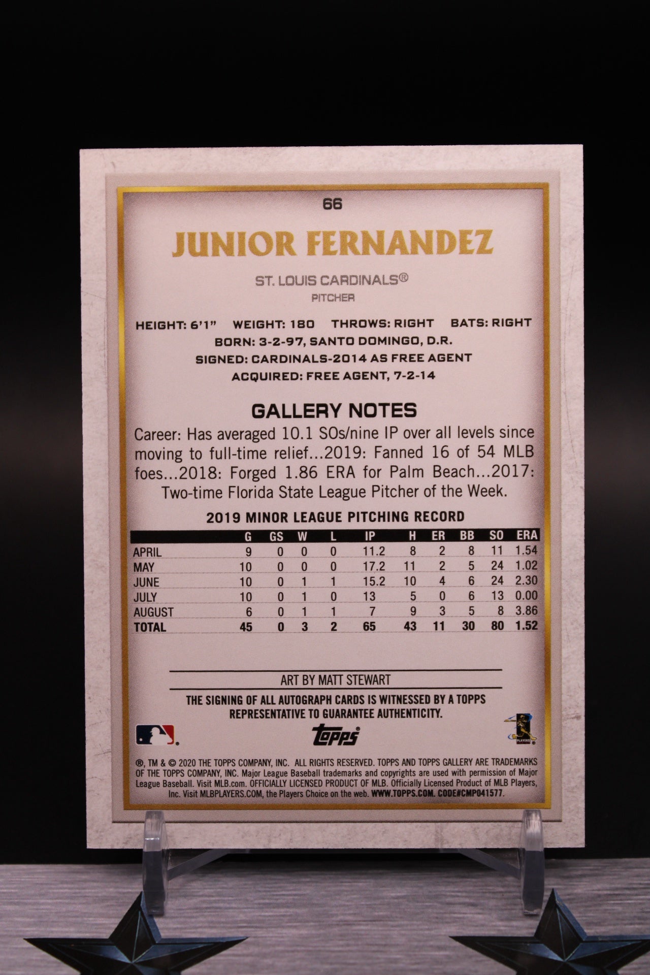 2020 Topps Gallery #66 Junior Fernandez Blue #/50