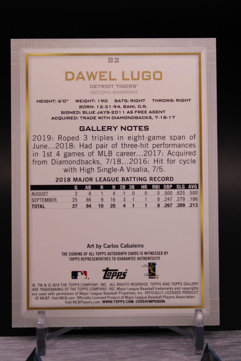 2019 Topps Gallery #82 Dawel Lugo Autographs