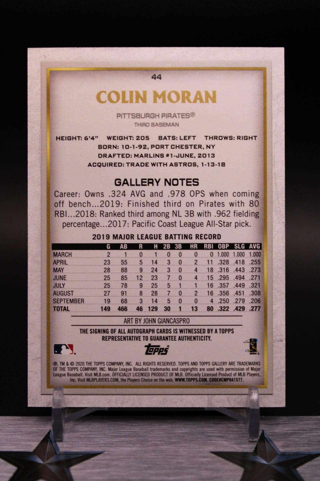 2020 Topps Gallery #44 Colin Moran Autographs