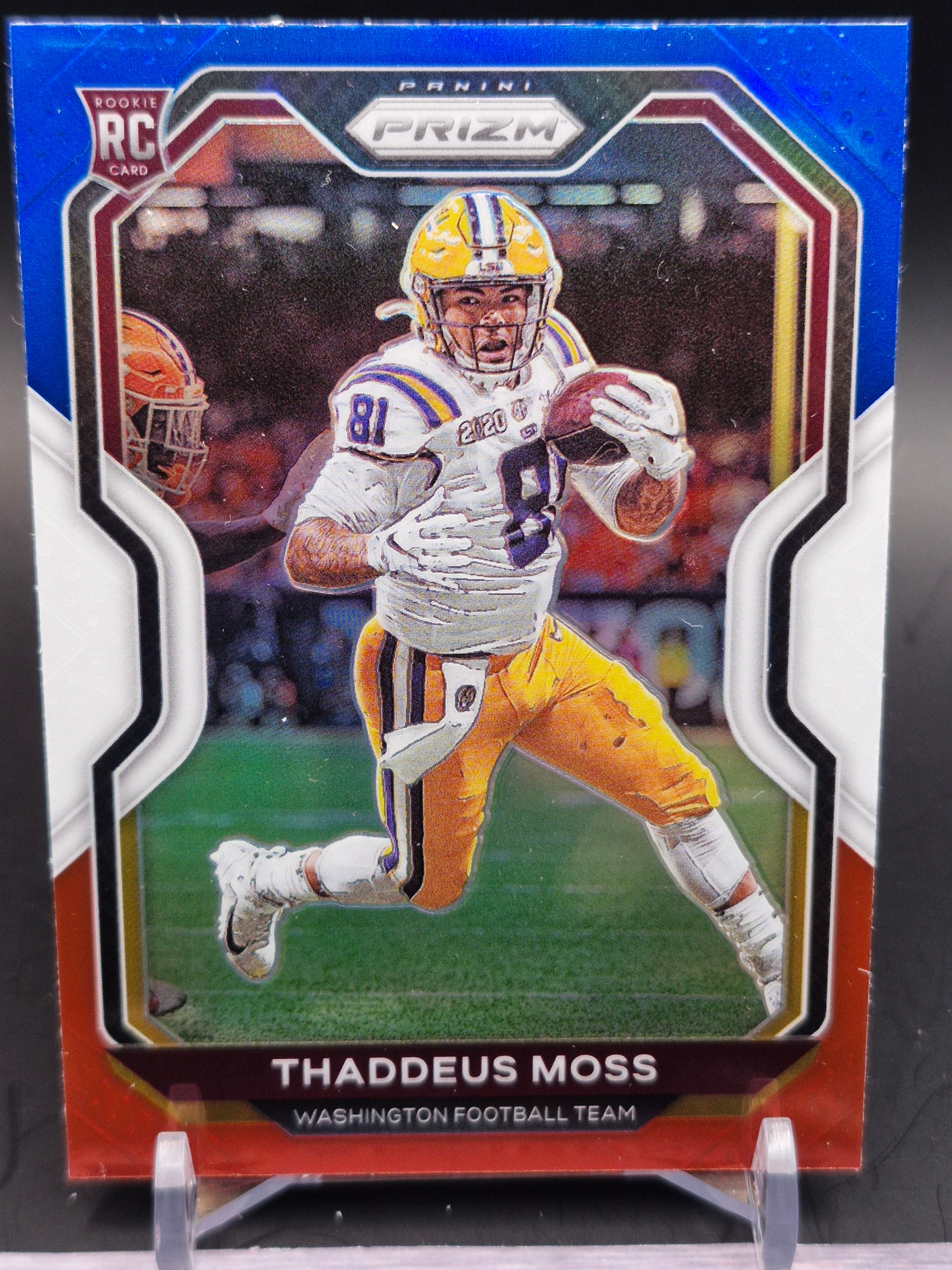 2020 Panini Prizm #386 Thaddeus Moss Prizm Red White and Blue