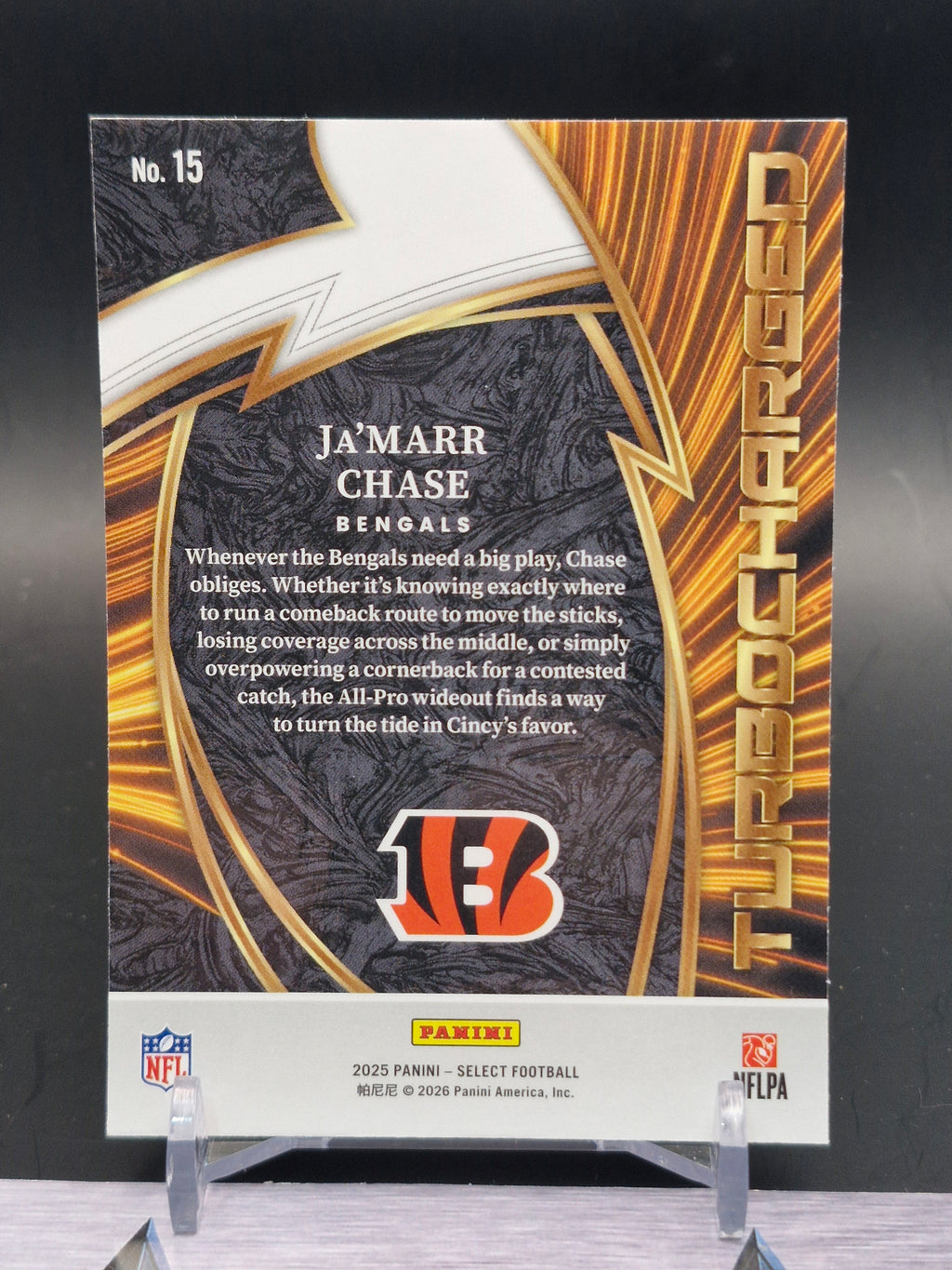 2025 Panini Select #15 Ja'Marr Chase Turbocharged Zebra Prizm