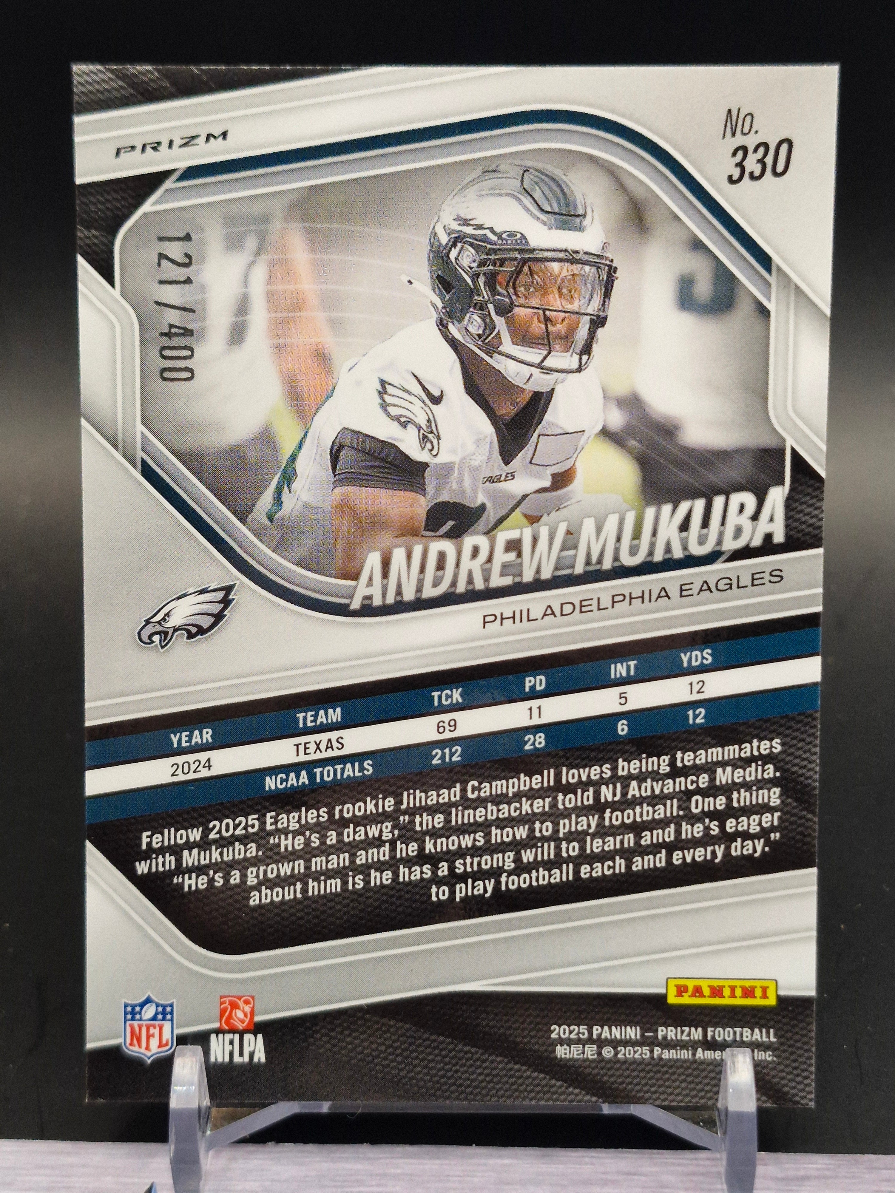 2025 Panini Prizm #330 Andrew Mukuba Pandora #/400
