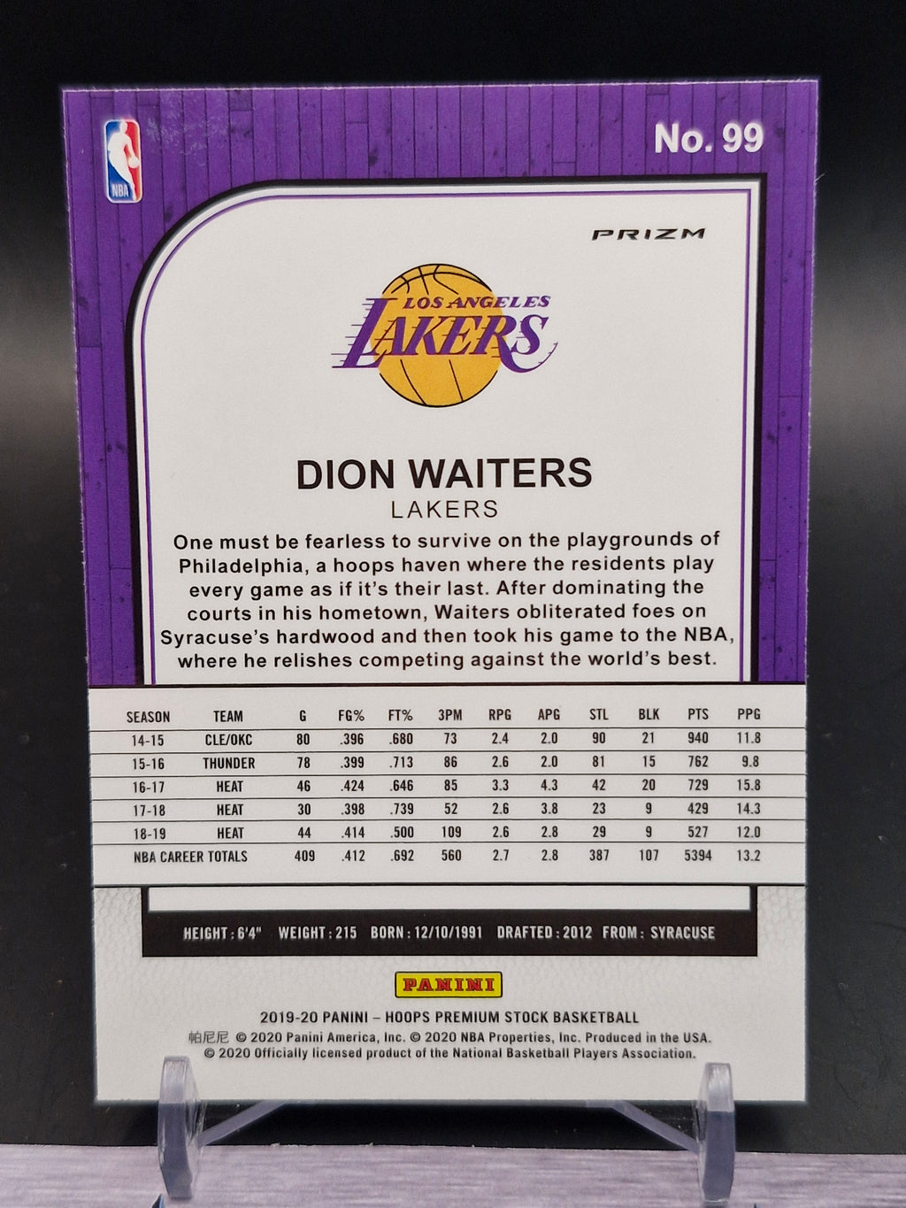 2019-20 Hoops Premium Stock #99 Dion Waiters Prizms Shimmer