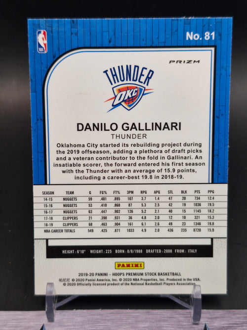 2019-20 Hoops Premium Stock #81 Danilo Gallinari Prizms Blue