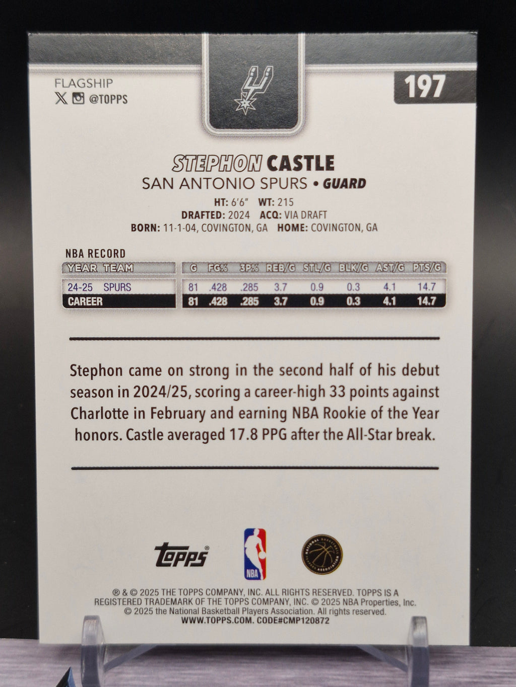2025-26 Topps #197 Stephon Castle Foil Pattern