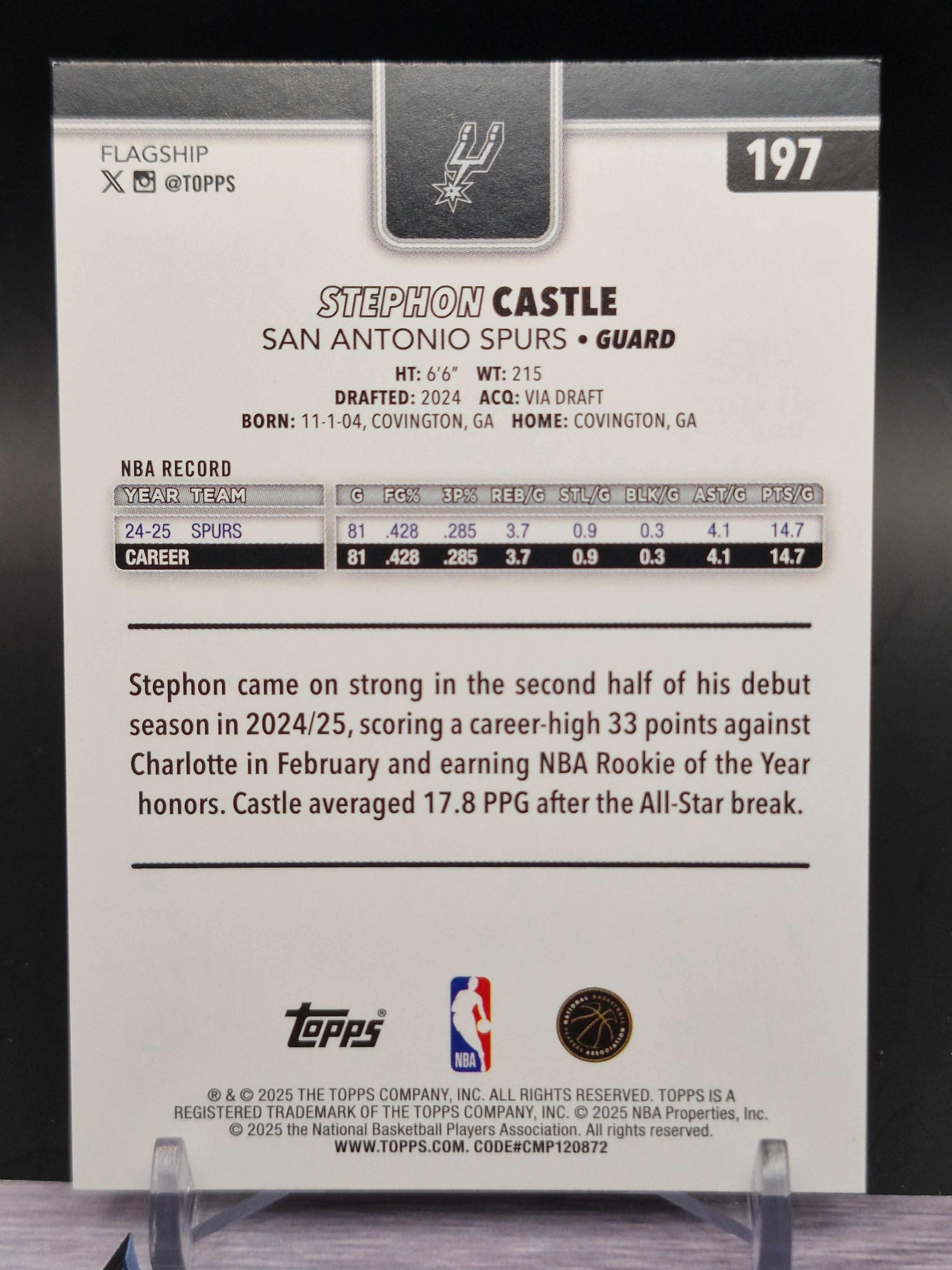 2025-26 Topps #197 Stephon Castle Foil Pattern