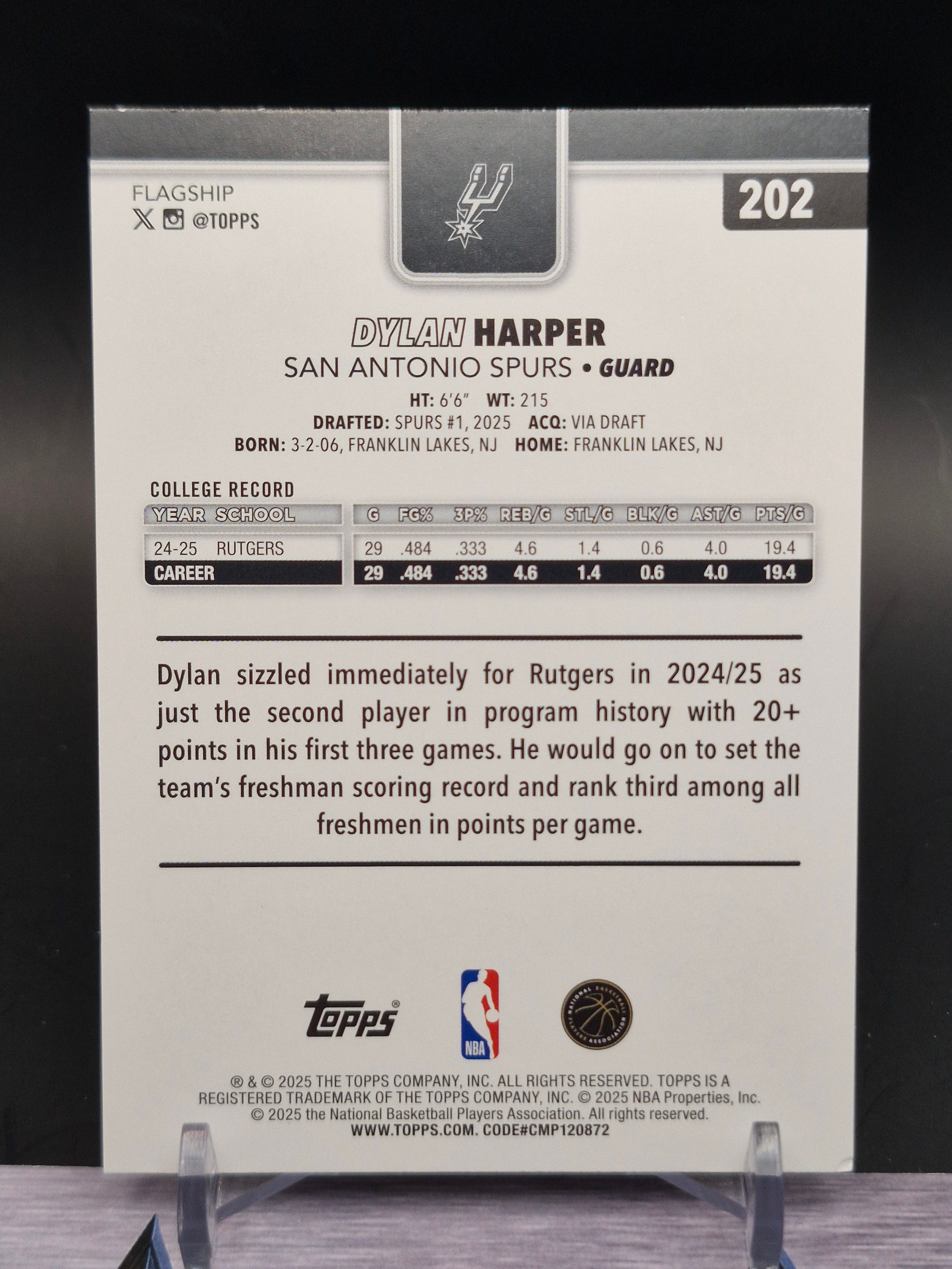 2025-26 Topps #202 Dylan Harper Season Tip Off