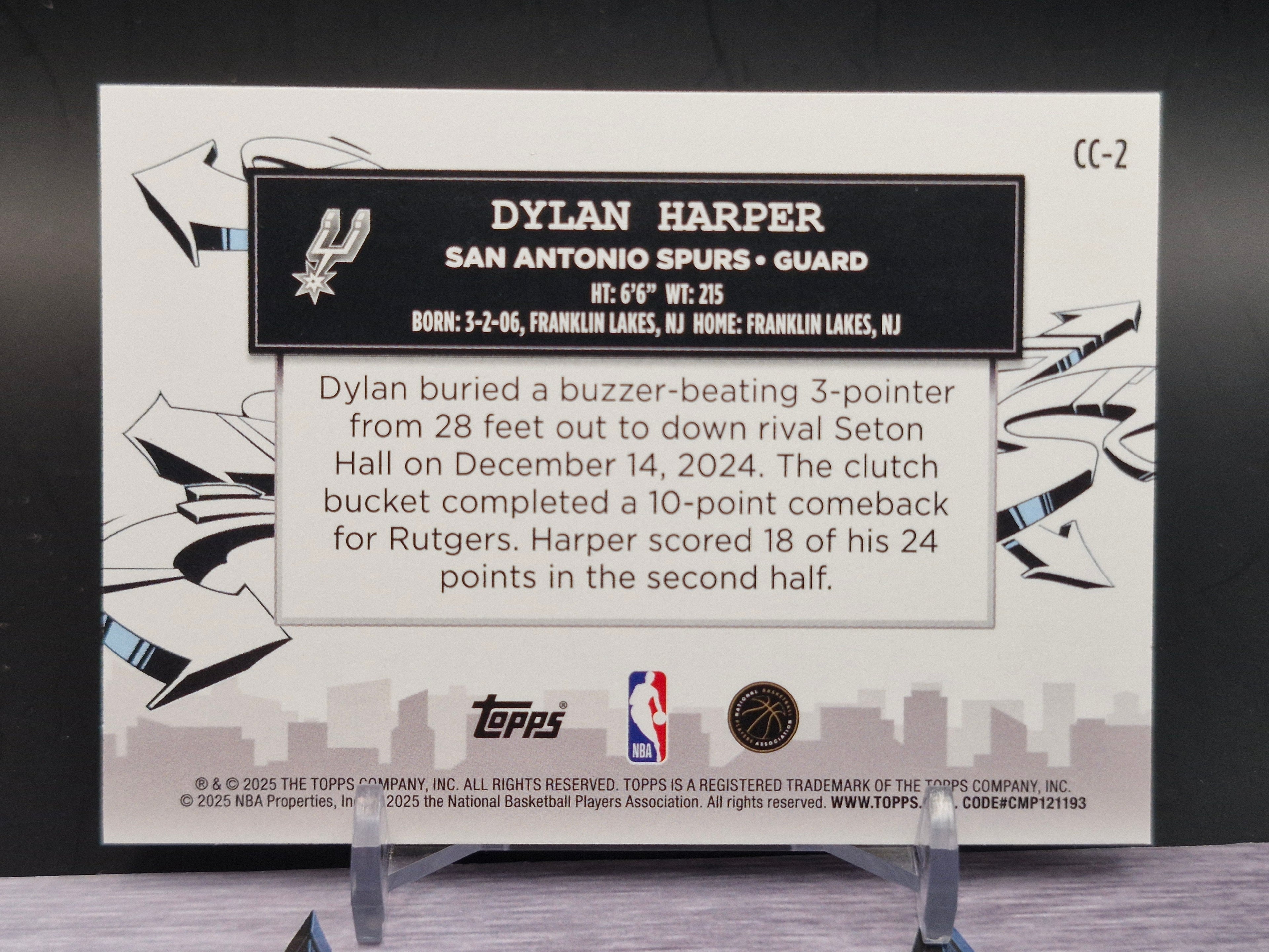 2025-26 Topps #CC-2 Dylan Harper Clutch City Prospects