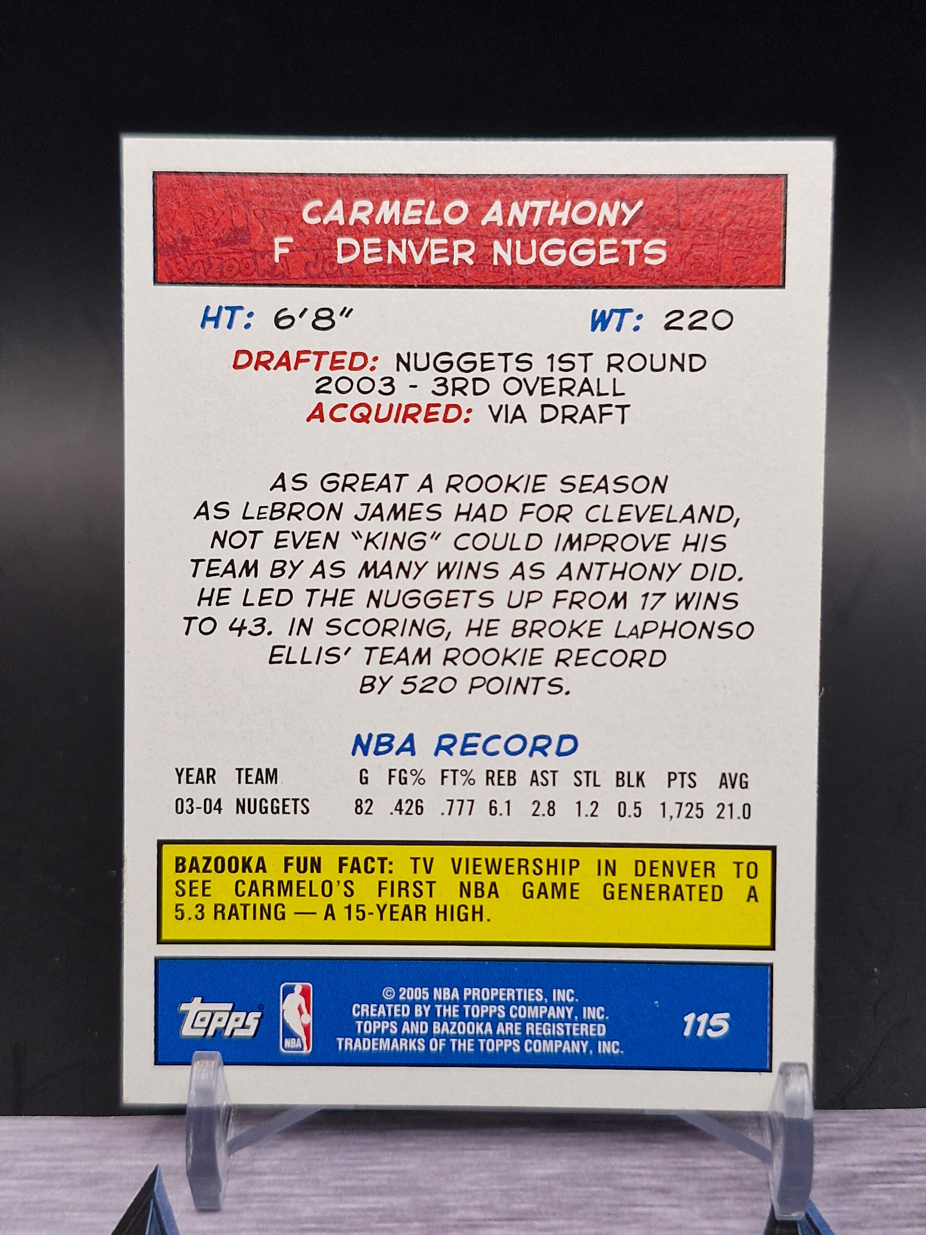 2004-05 Bazooka #115 Carmelo Anthony
