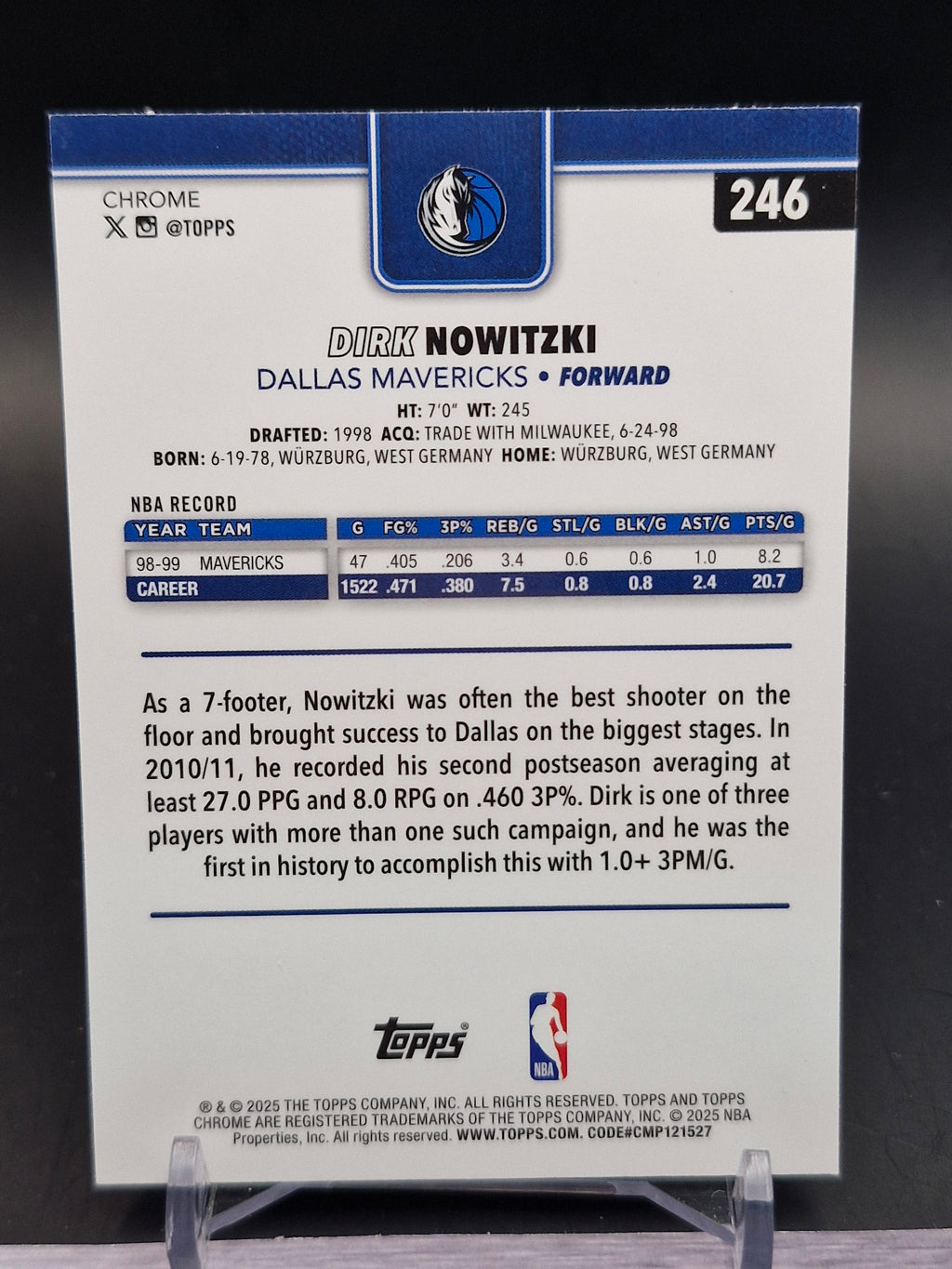 2025-26 Topps Chrome #246 Dirk Nowitzki