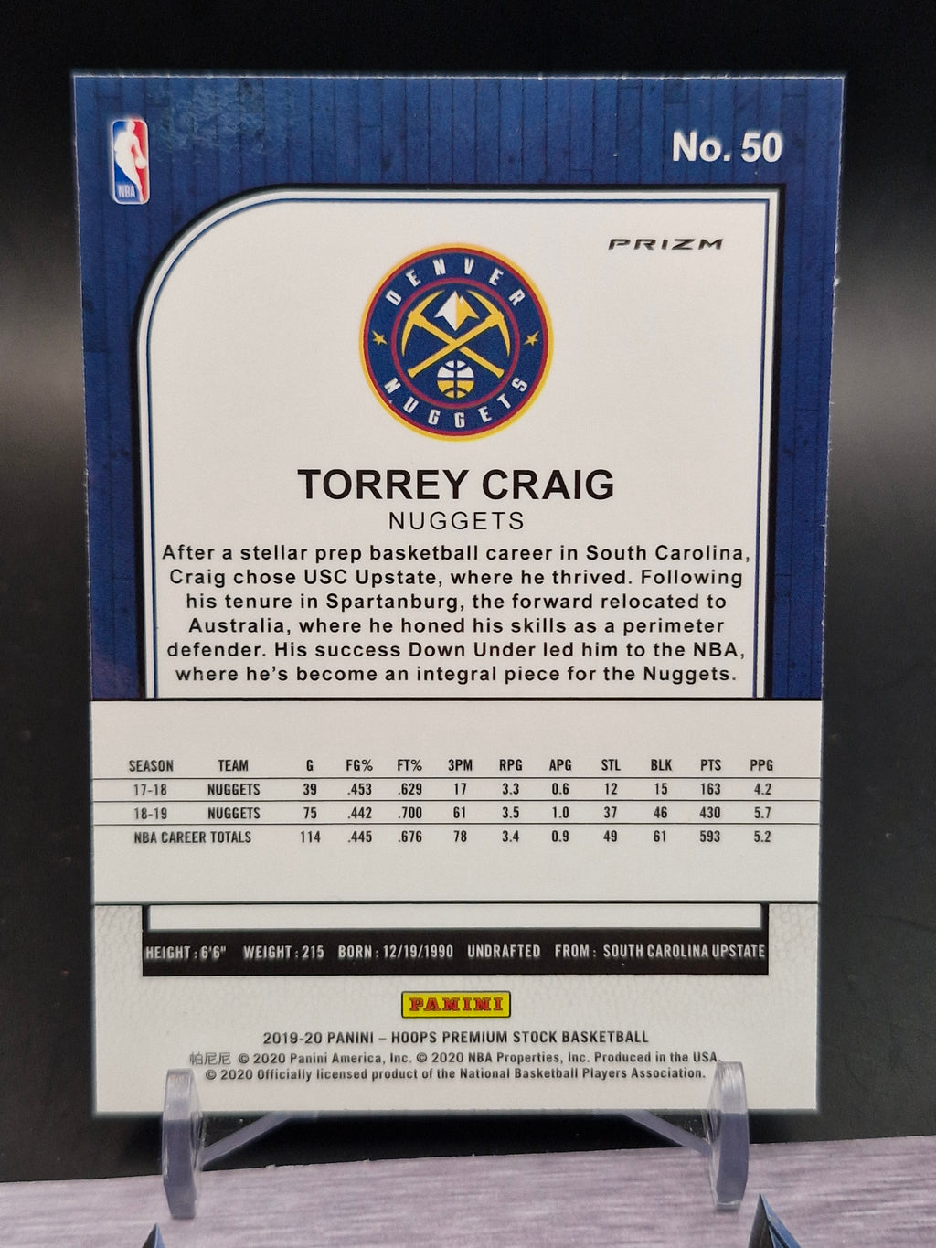 2019-20 Hoops Premium Stock #50 Torrey Craig