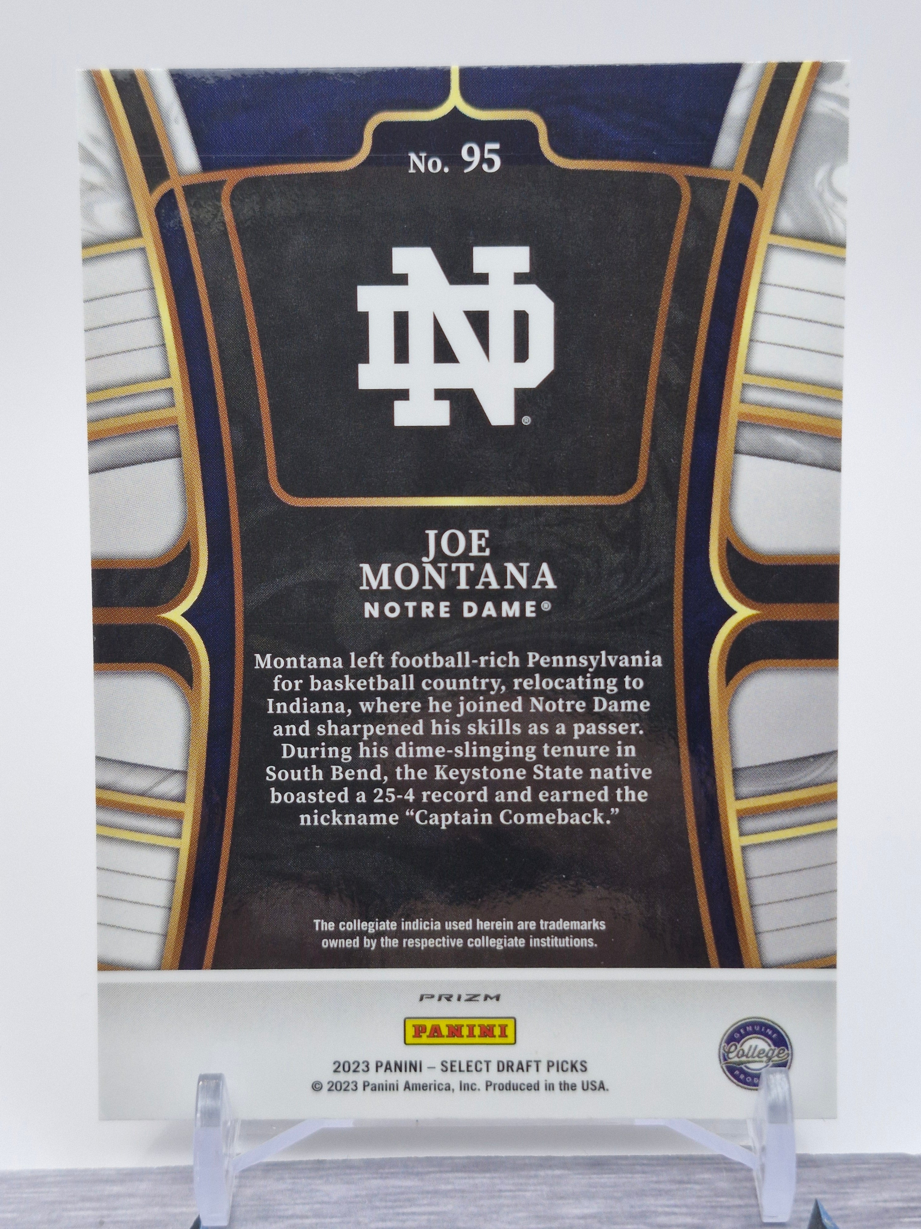 2023 Panini Select Draft Picks #95 Joe Montana Red Prizm #/149