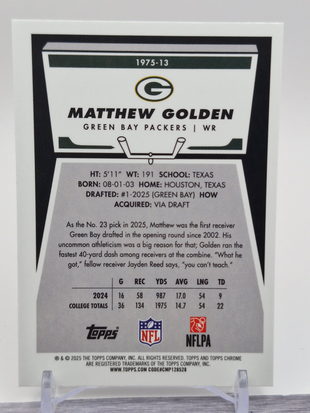 2025 Topps Chrome #1975-13 Matthew Golden 1975 Topps