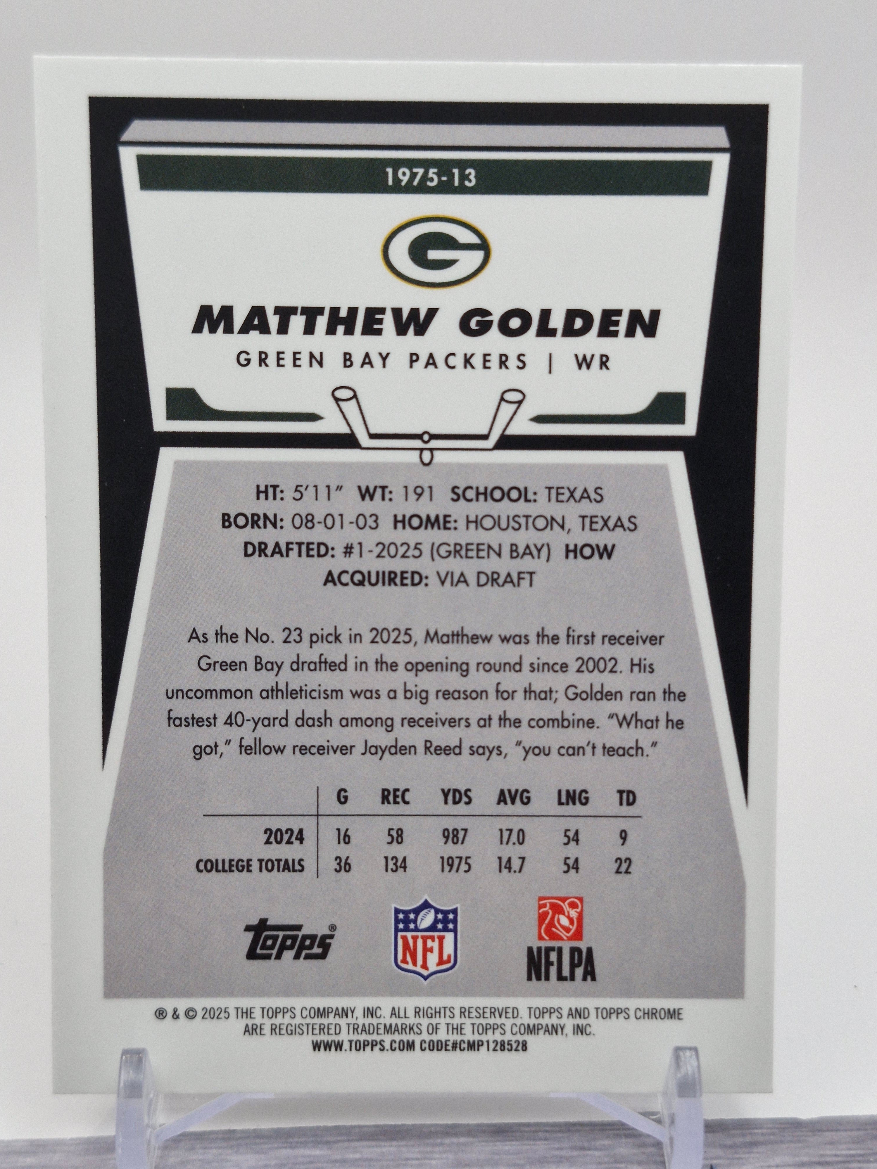 2025 Topps Chrome #1975-13 Matthew Golden 1975 Topps