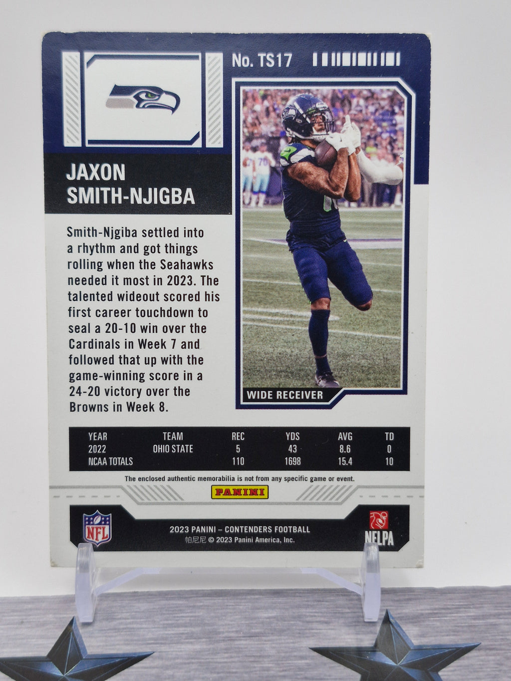 2023 Panini Contenders #TS17 Jaxon Smith-Njigba Rookie Ticket Swatches