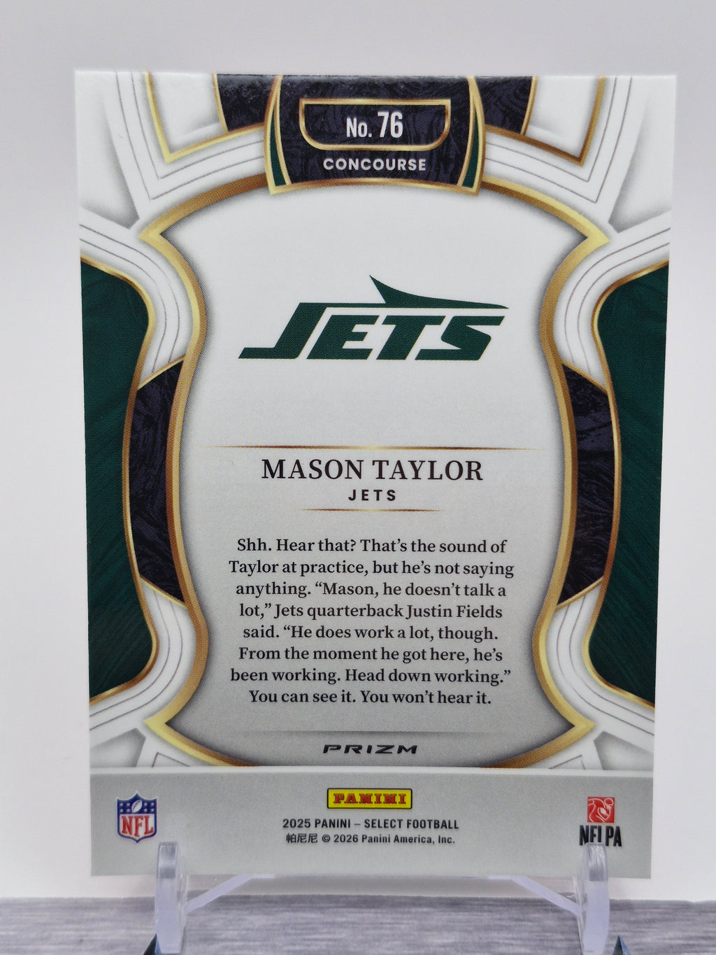 2025 Panini Select #76 Mason Taylor Black and Green Prizm Shock