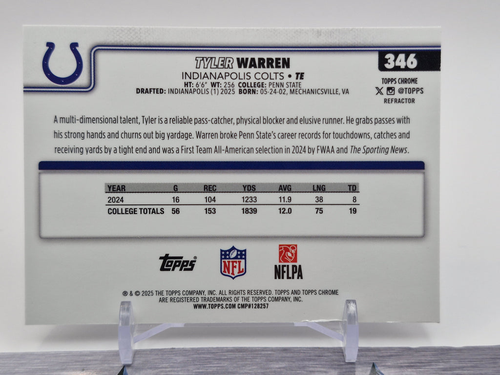 2025 Topps Chrome #346 Tyler Warren Refractor