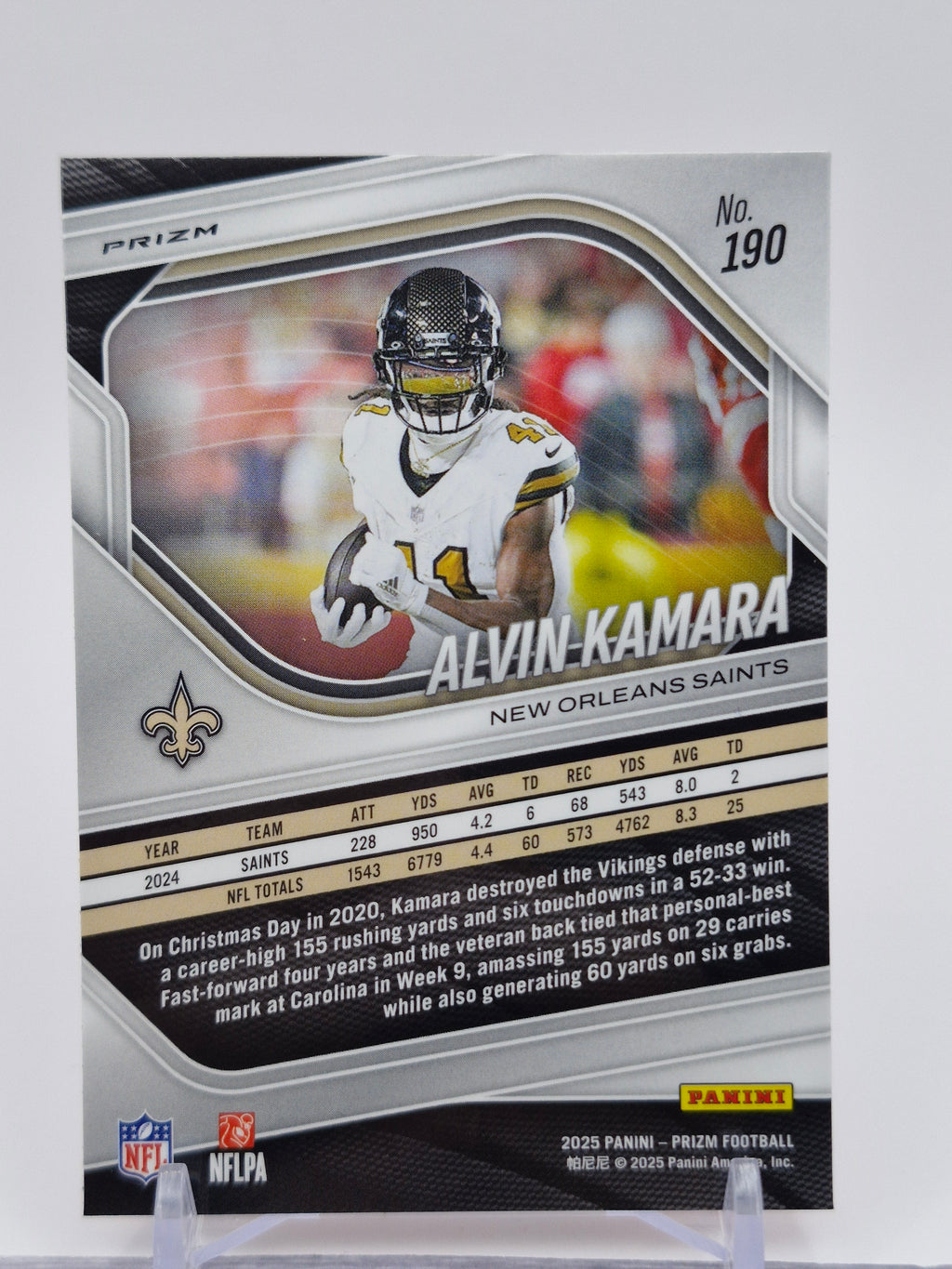 2025 Panini Prizm #190 Alvin Kamara Silver