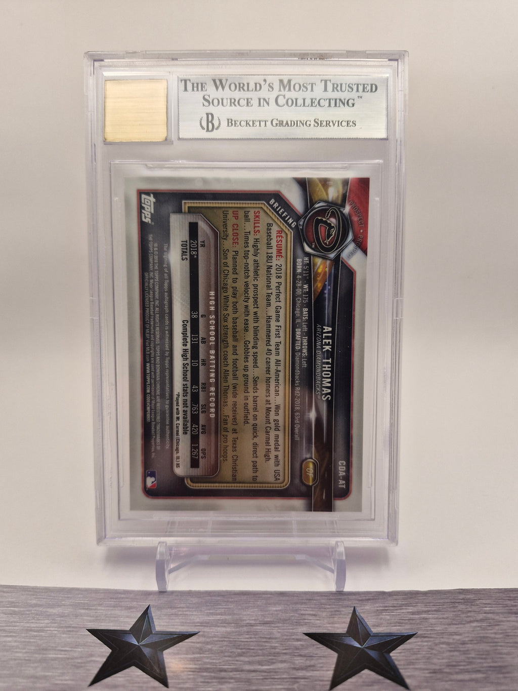 2018 Bowman Draft #CDA-AT Alek Thomas Chrome Draft Pick Autographs