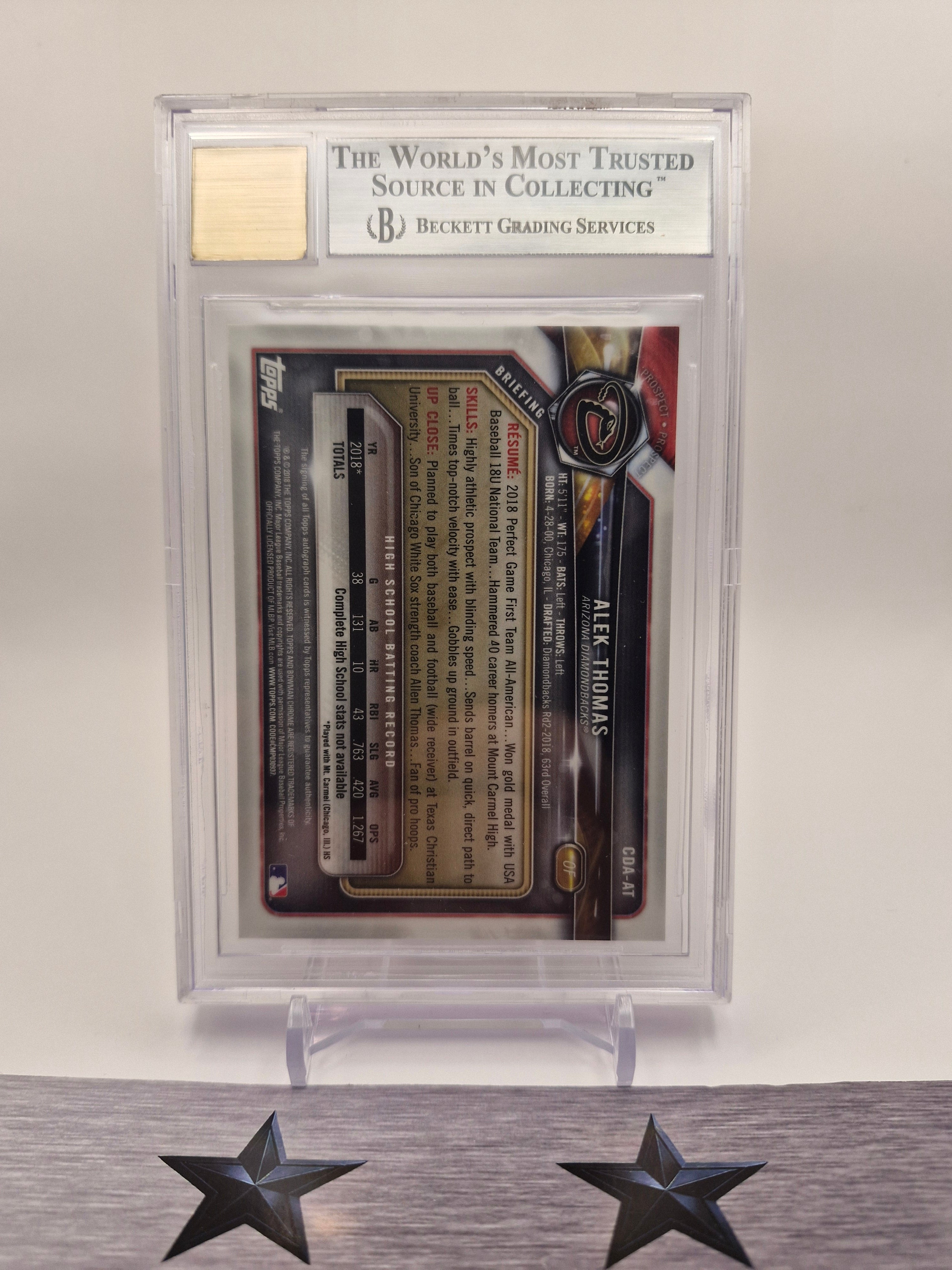 2018 Bowman Draft #CDA-AT Alek Thomas Chrome Draft Pick Autographs