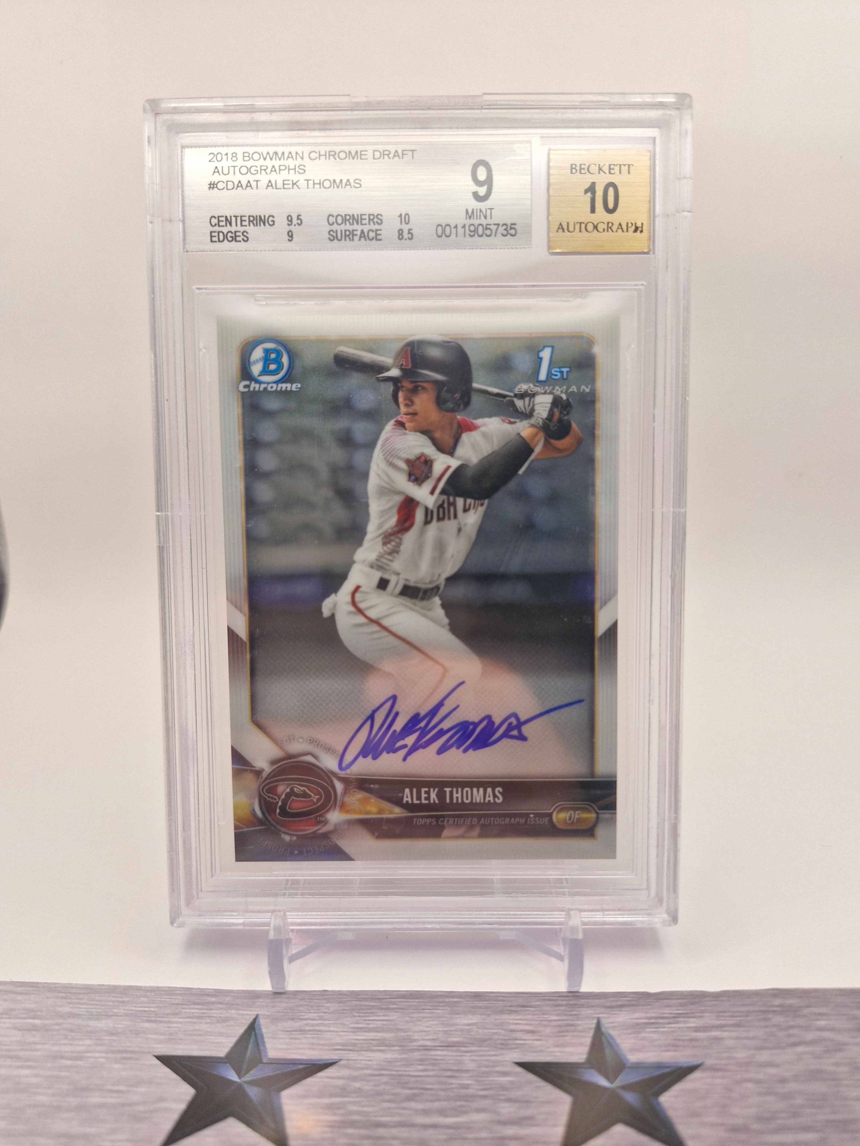 2018 Bowman Draft #CDA-AT Alek Thomas Chrome Draft Pick Autographs