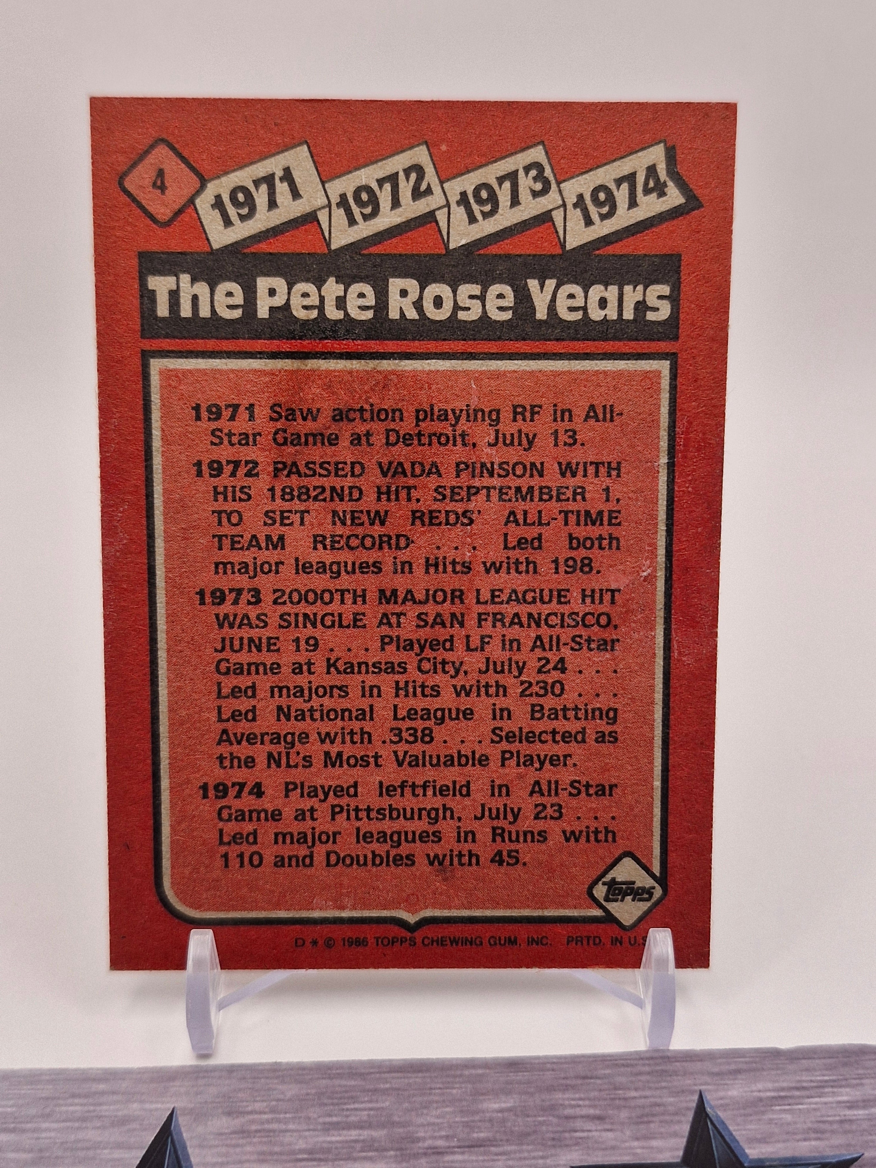 1986 Topps #4 The Pete Rose Years: 1971-1974 TPRY