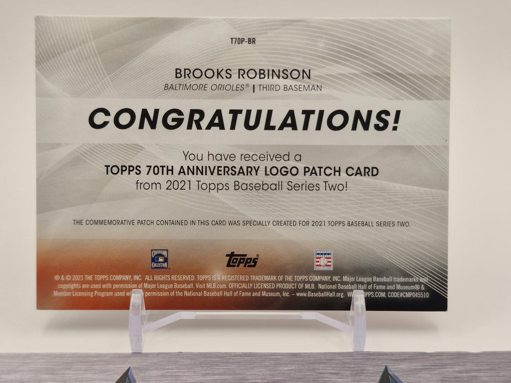 2021 Topps #T70P-BR Brooks Robinson 70th Anniversary Logo Patch (Series 2)