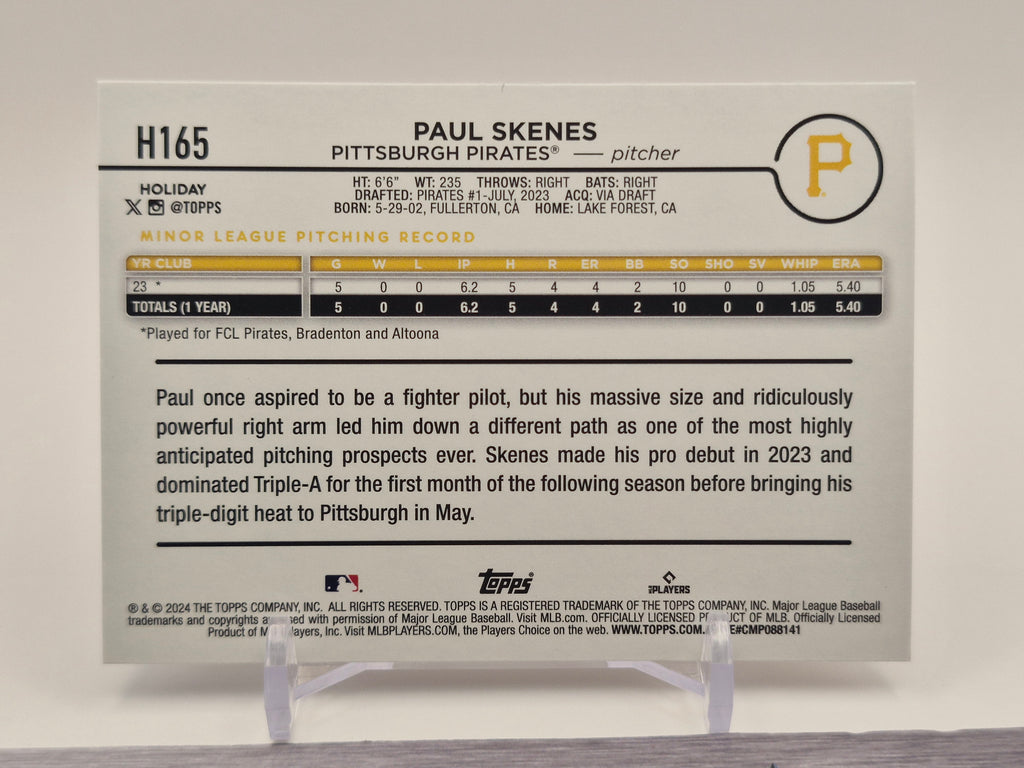 2024 Topps Holiday #H165 Paul Skenes Holiday Tree Blue Metallic