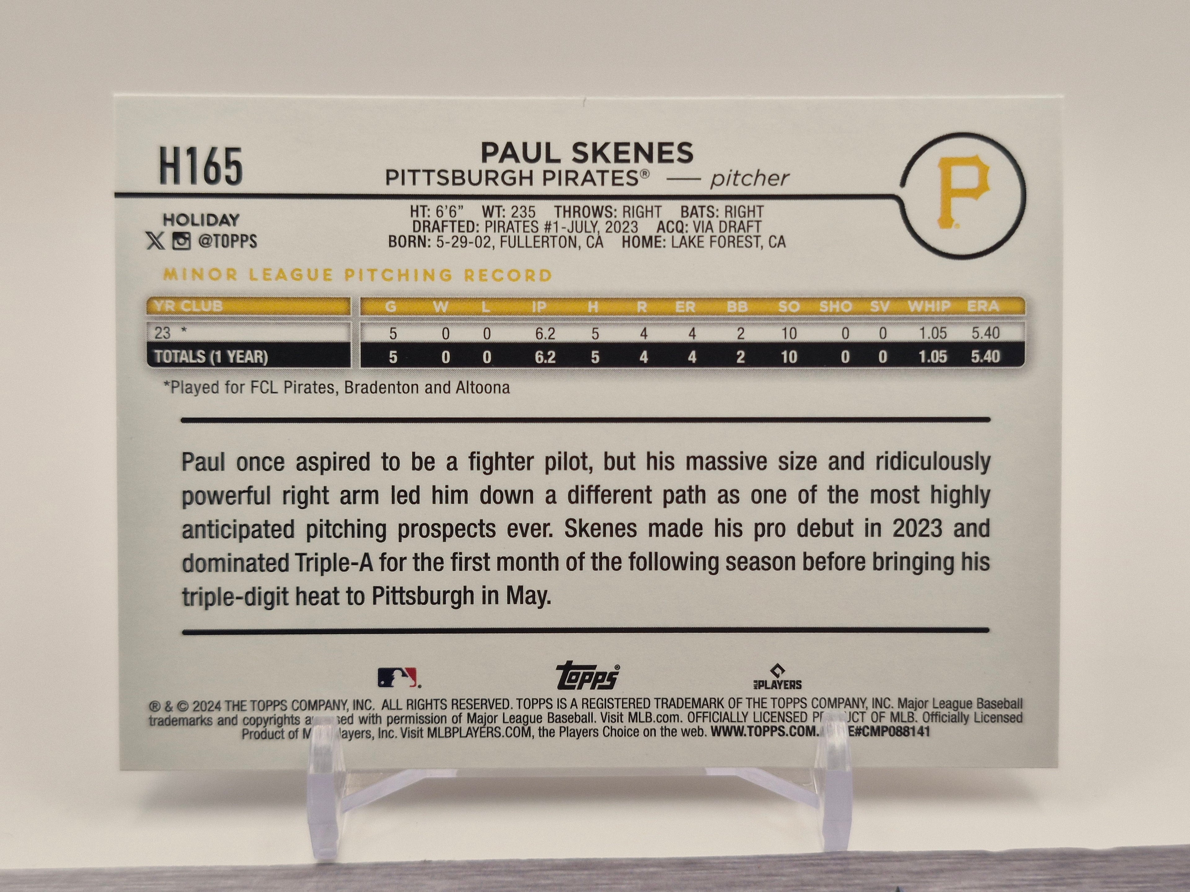 2024 Topps Holiday #H165 Paul Skenes Holiday Tree Blue Metallic