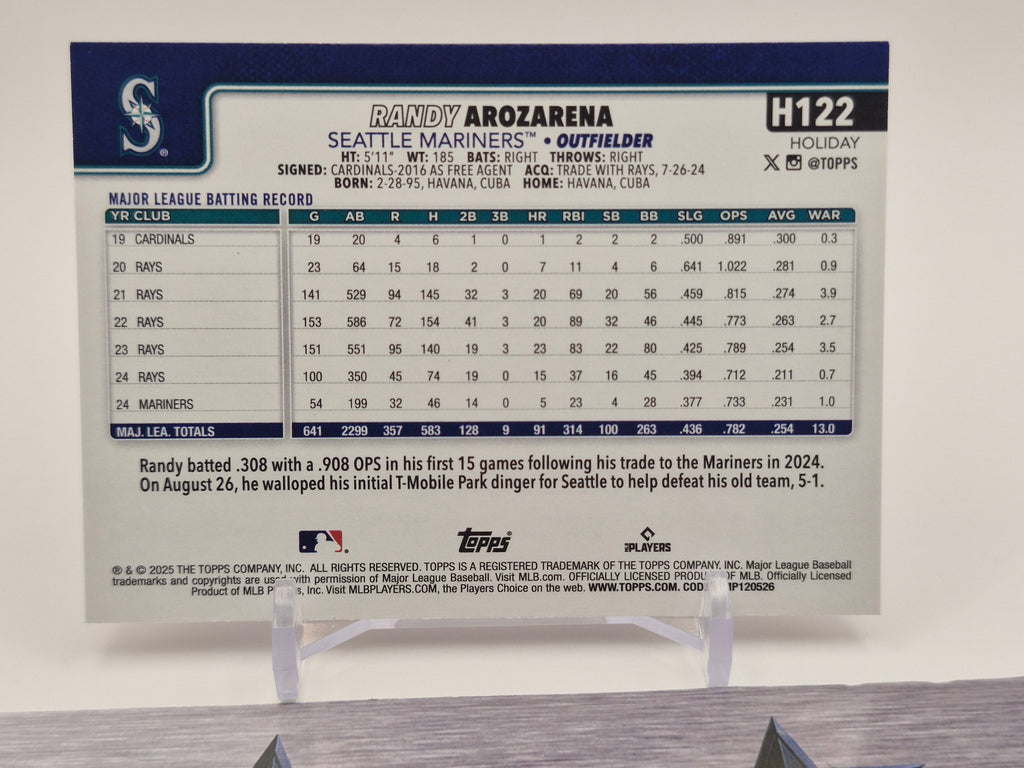 2025 Topps Holiday #H122 Randy Arozarena
