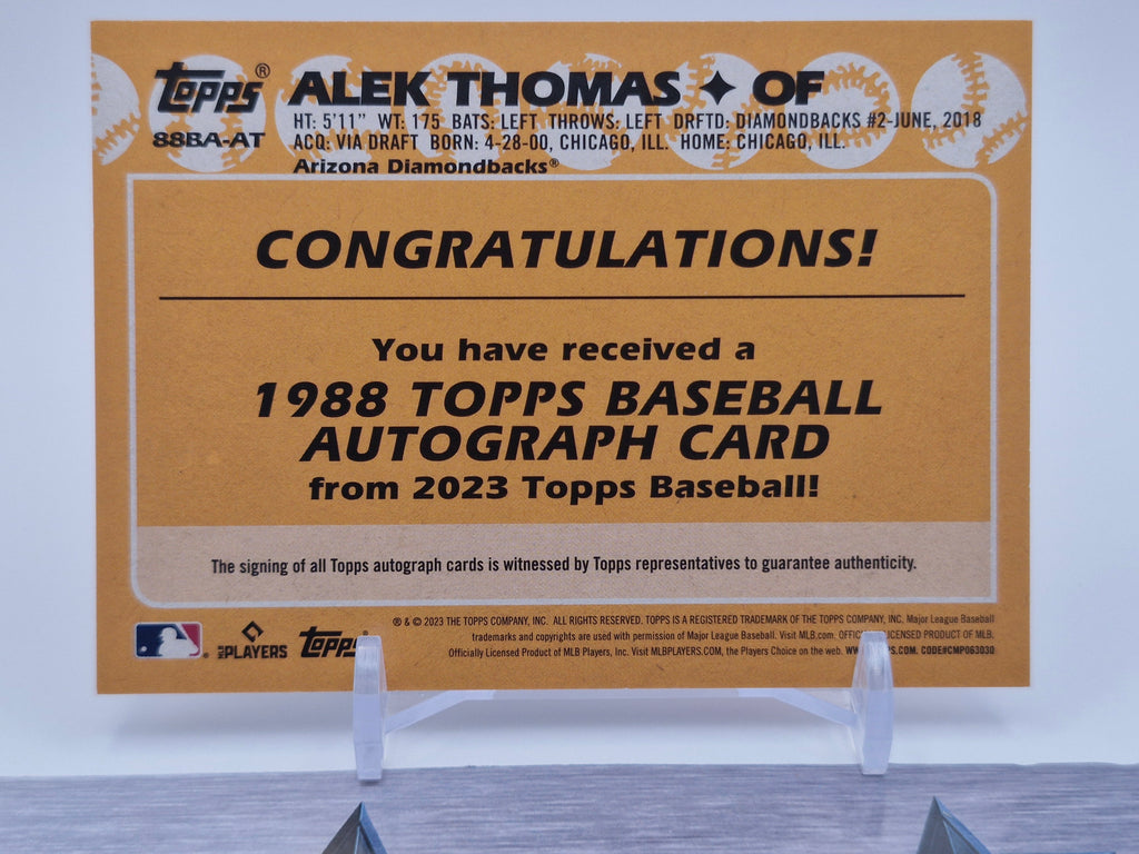 2023 #88BA-AT Alek Thomas 1988 Topps Baseball 35th Anniversary Autographs