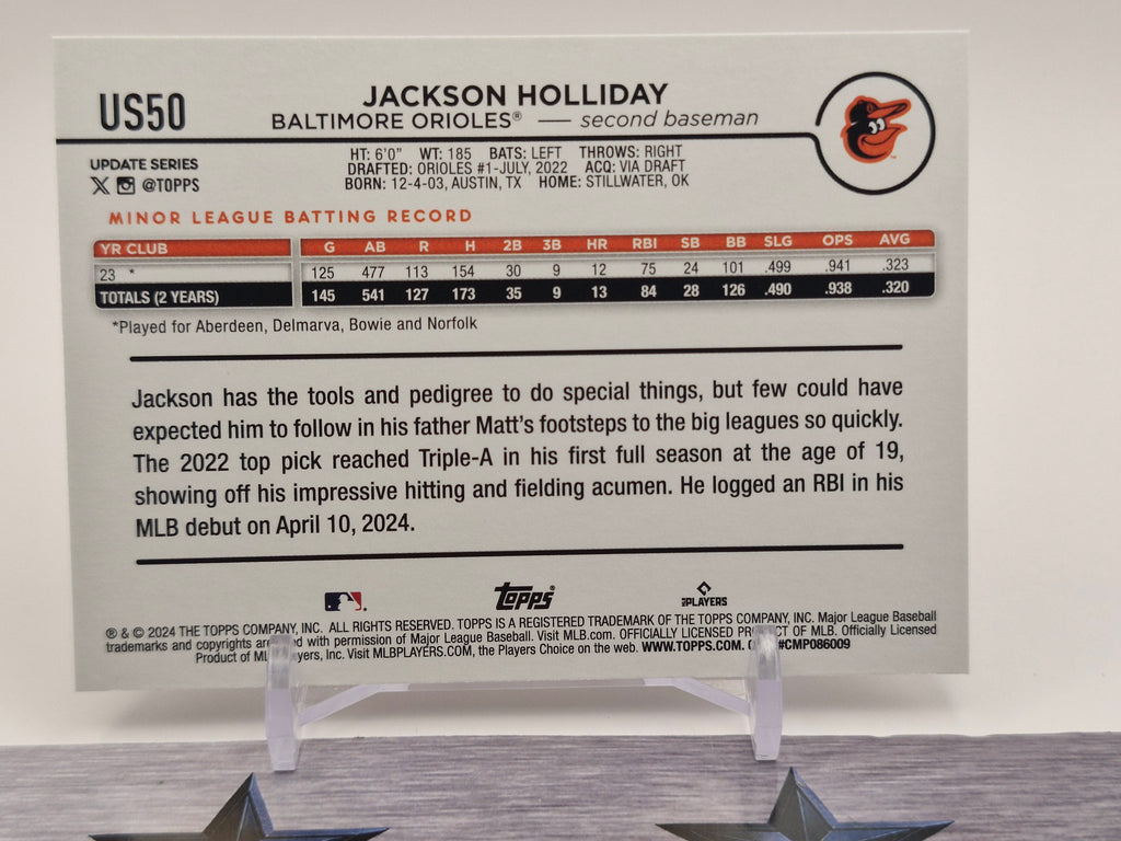 2024 Topps Update #US50 Jackson Holliday Black