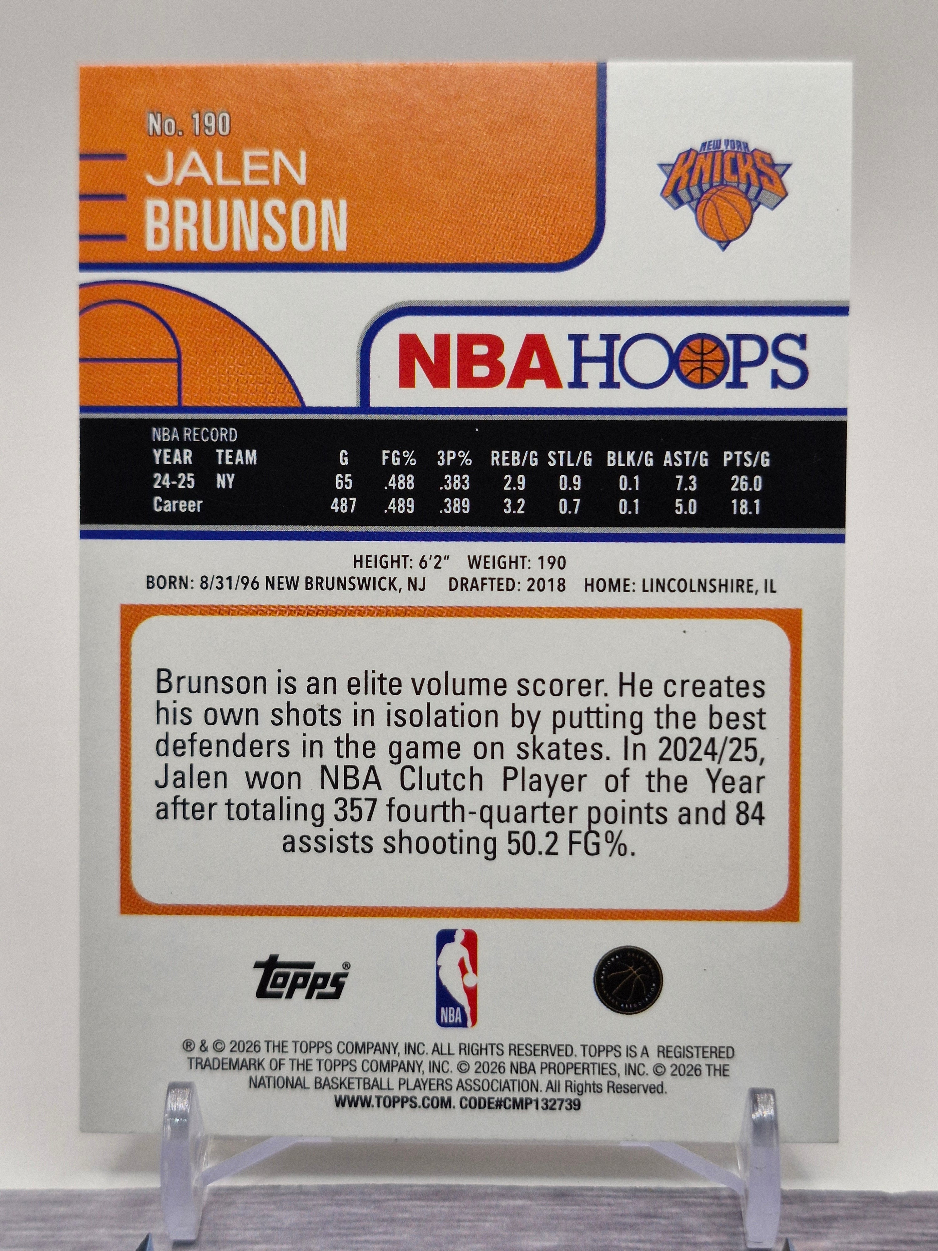 2025-26 Hoops #190 Jalen Brunson