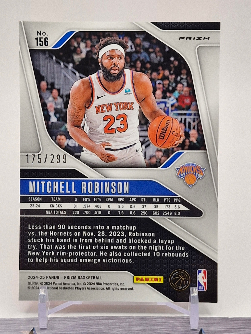 2024-25 Panini Prizm #156 Mitchell Robinson Prizms Orange Ice