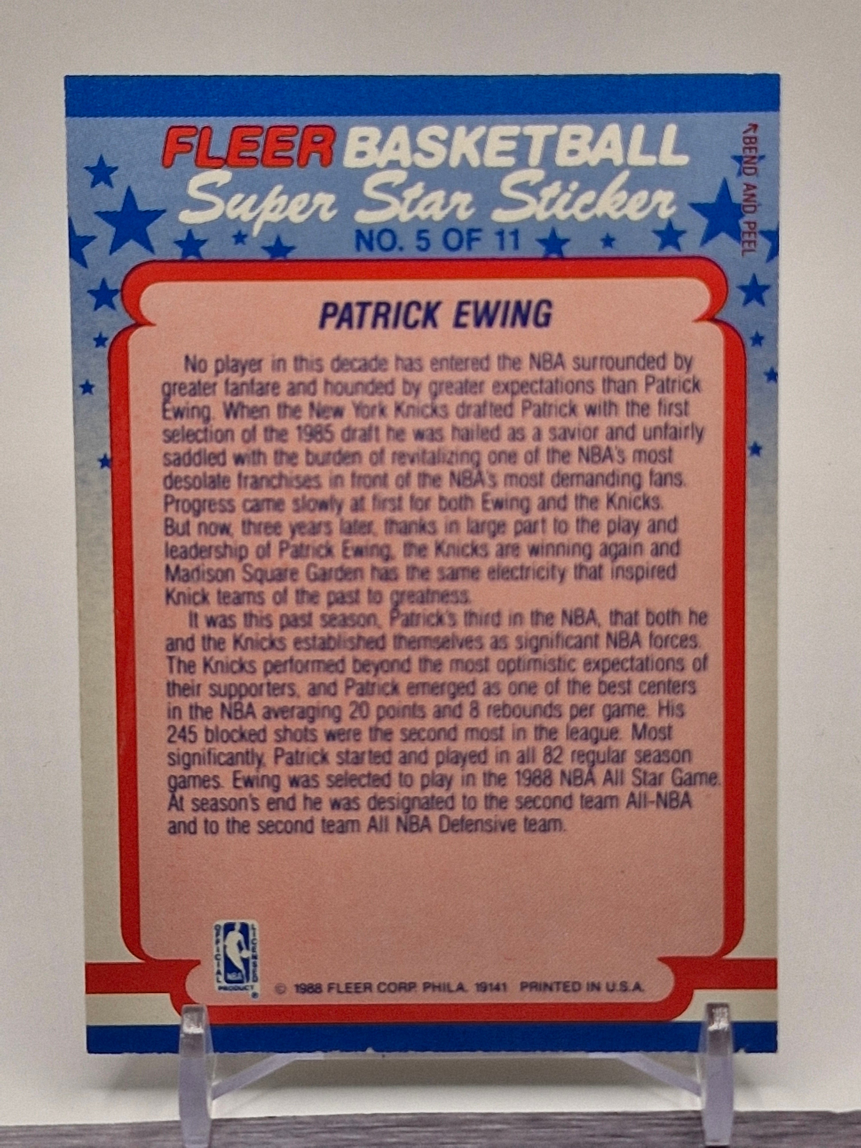 1988-89 Fleer #5 Patrick Ewing Stickers