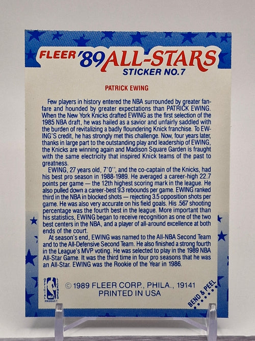 1989-90 Fleer #7 Patrick Ewing Stickers