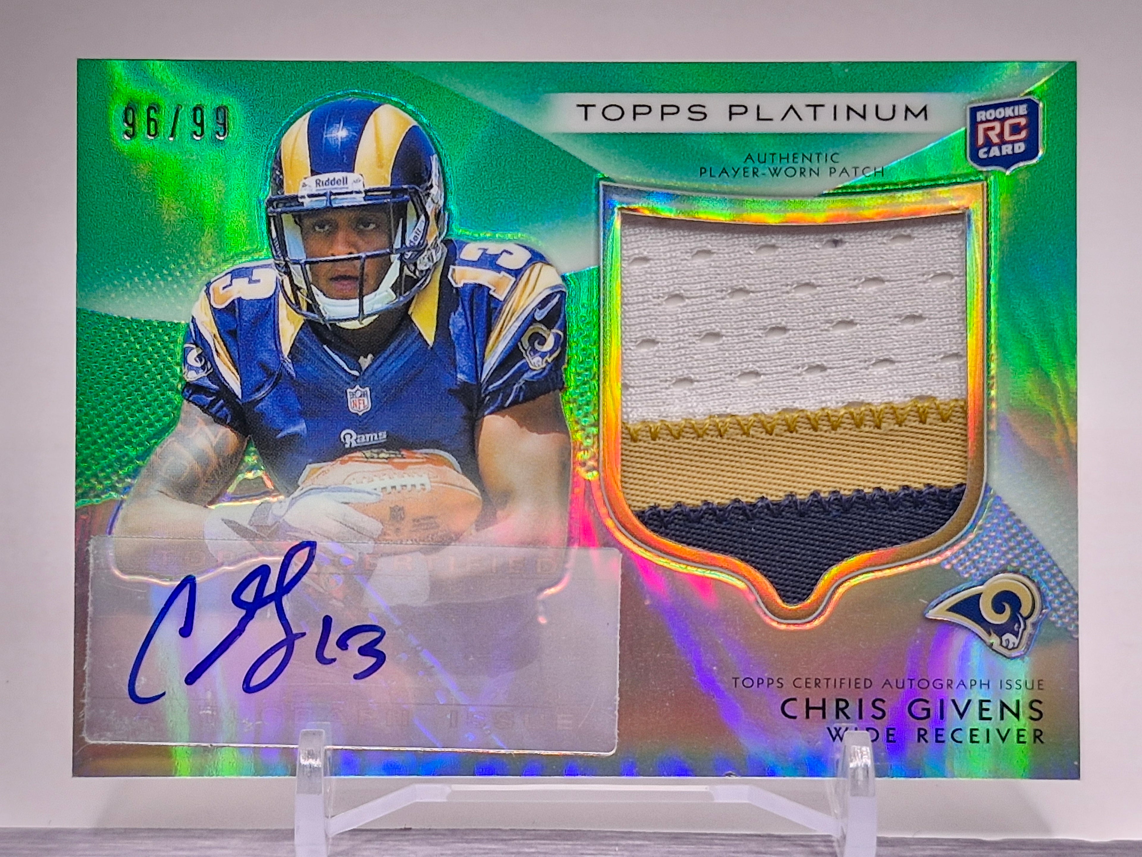 2012 Topps #127 Chris Givens Rookie Patch Autographs Green Refractors