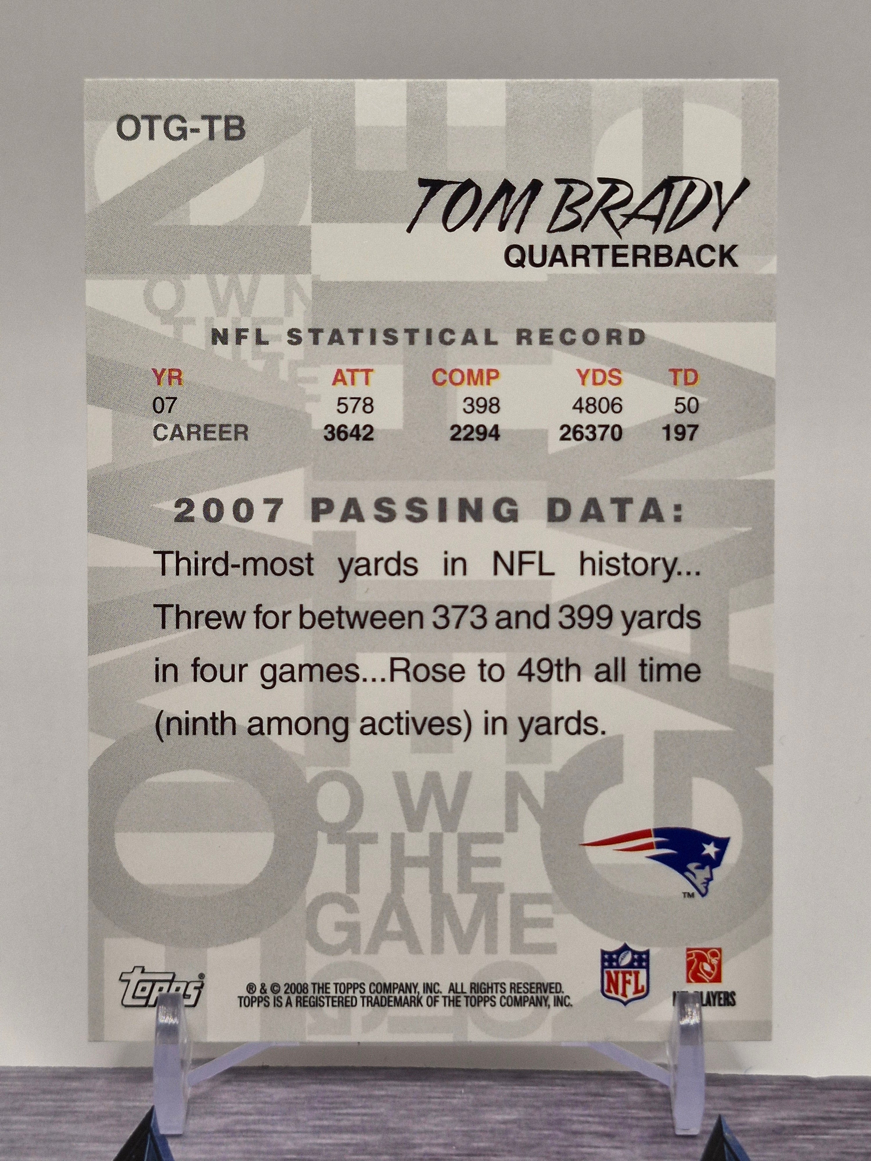 2008 Topps #OTG-TB Tom Brady Own the Game