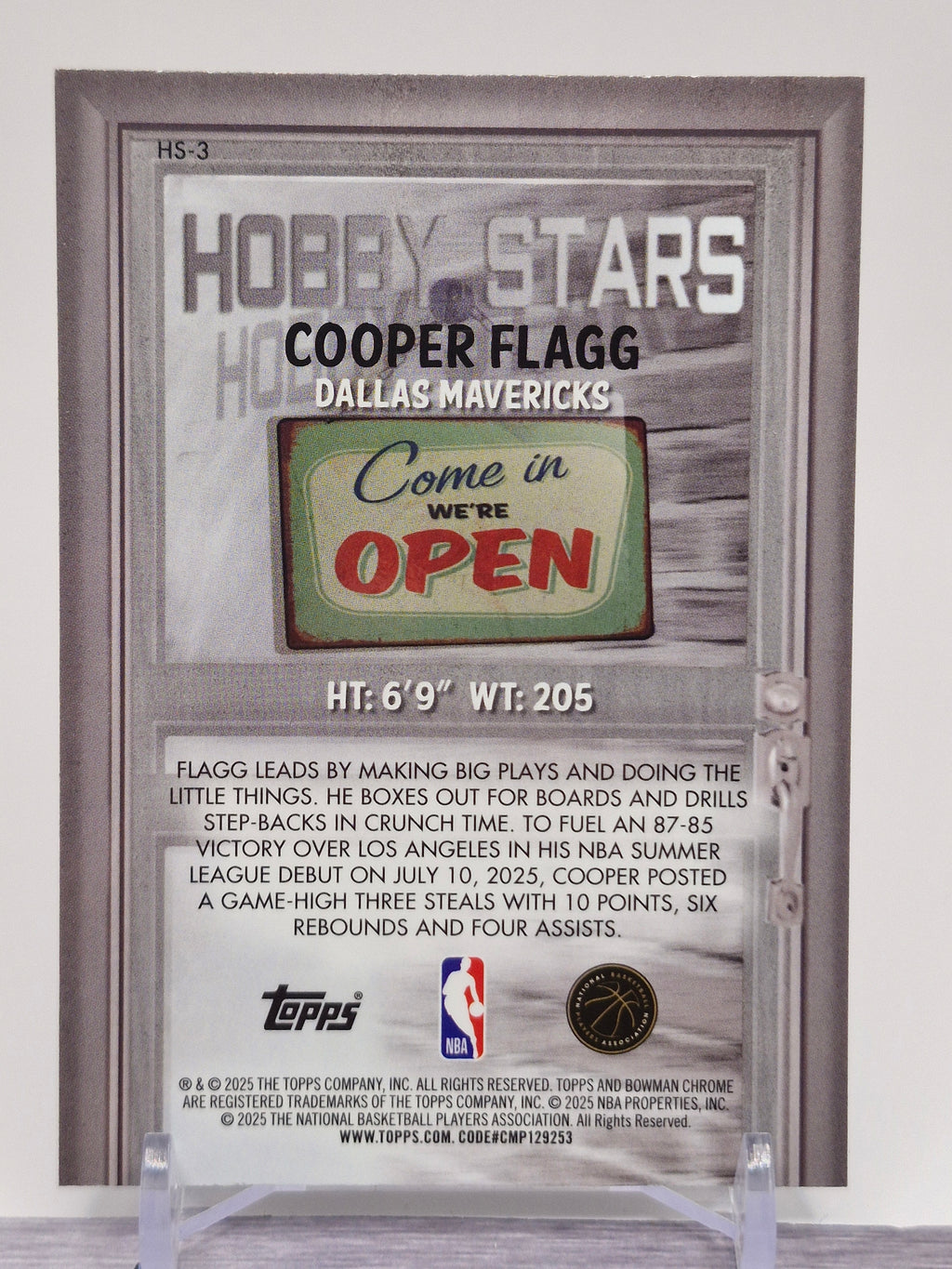 2025-26 Bowman #HS-3 Cooper Flagg Hobby Stars Black Geometric #/10