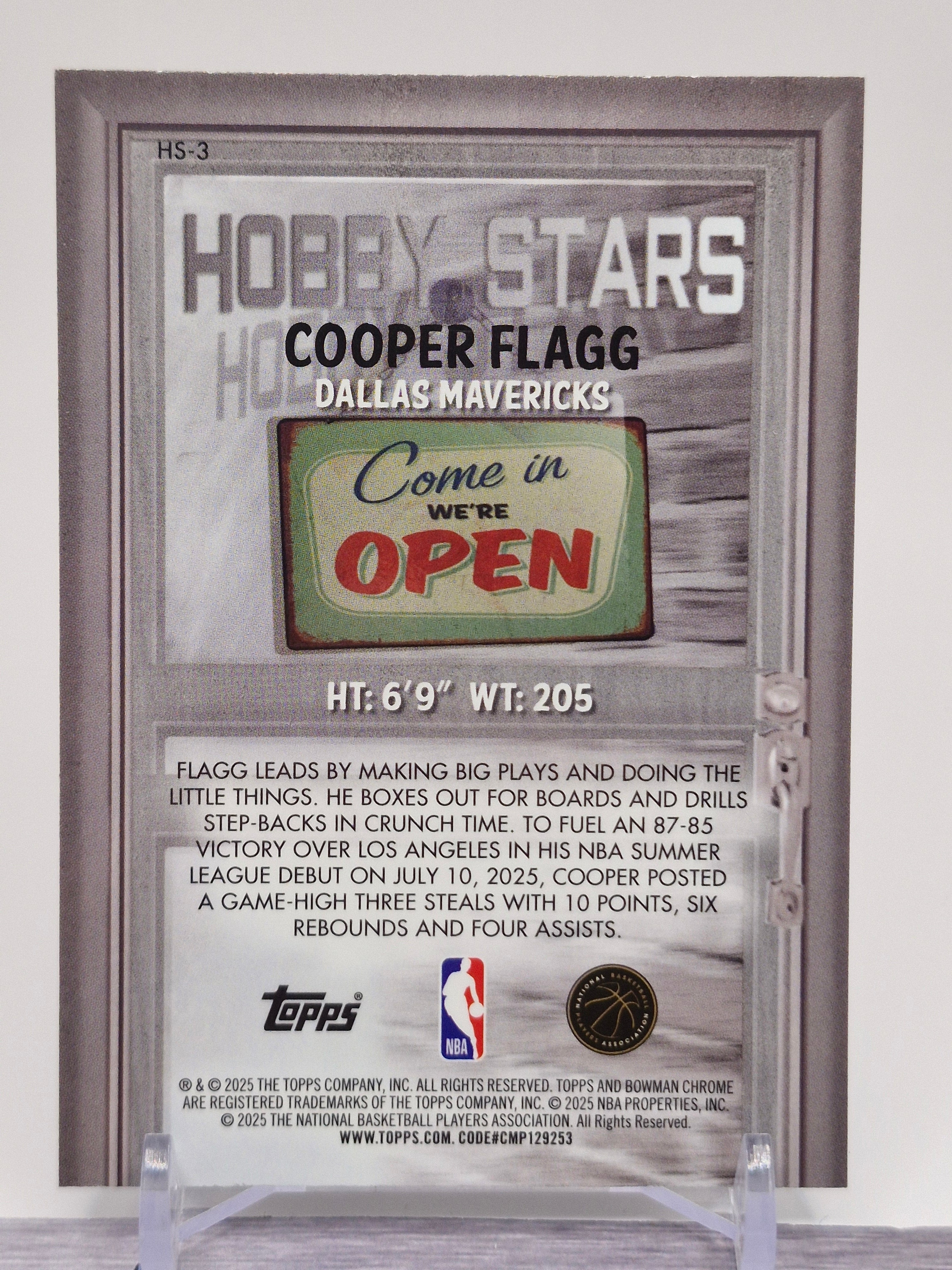 2025-26 Bowman #HS-3 Cooper Flagg Hobby Stars Black Geometric #/10