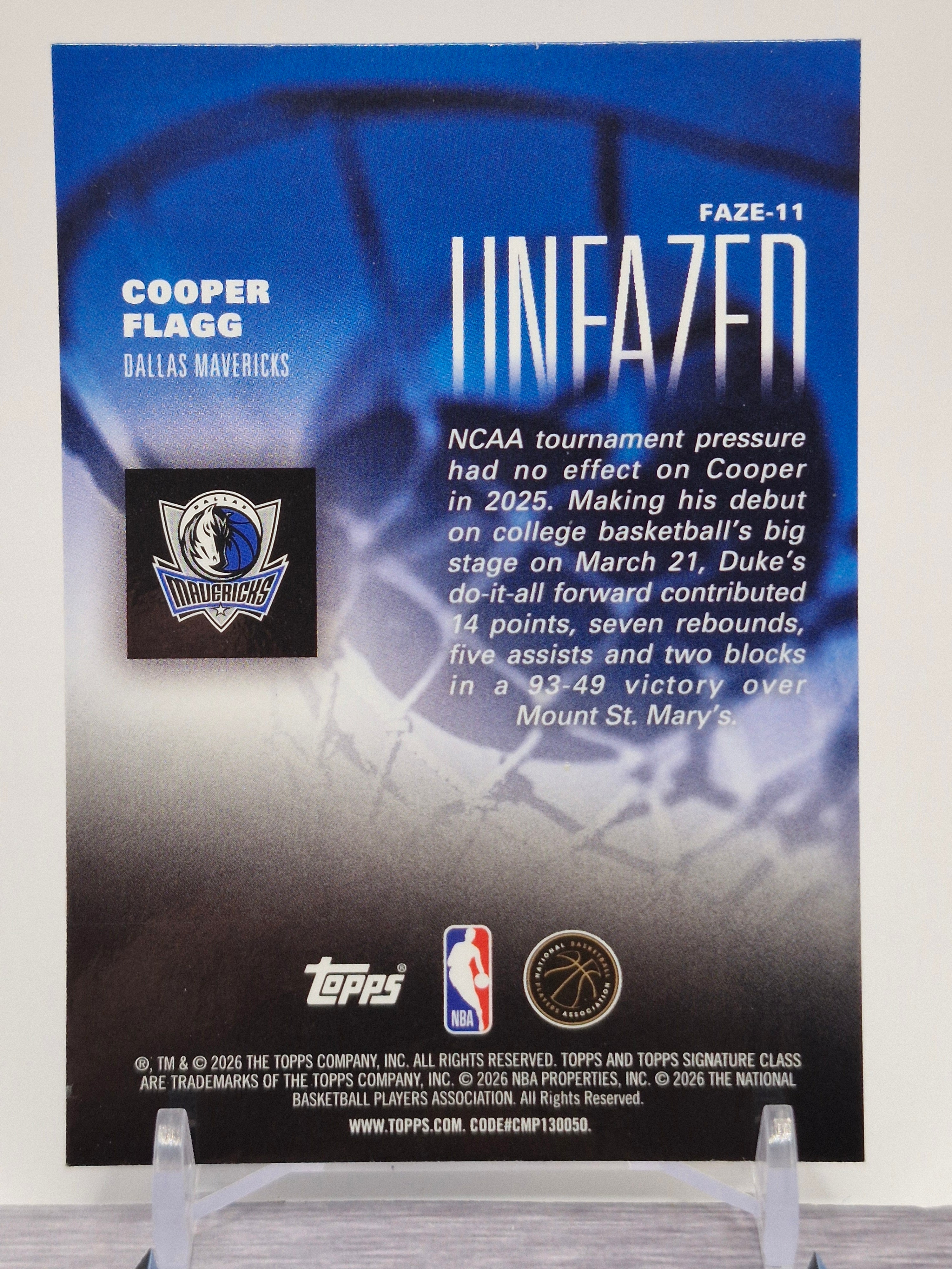 2025-26 Topps Signature Class #FAZE-11 Cooper Flagg Unfazed