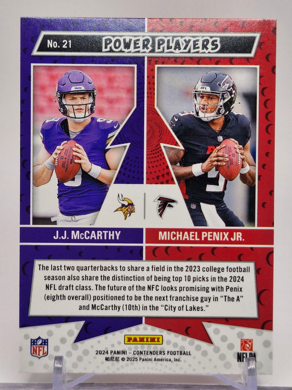 2024 Panini Contenders #21 J.J. McCarthy / Michael Penix Jr. Power Players