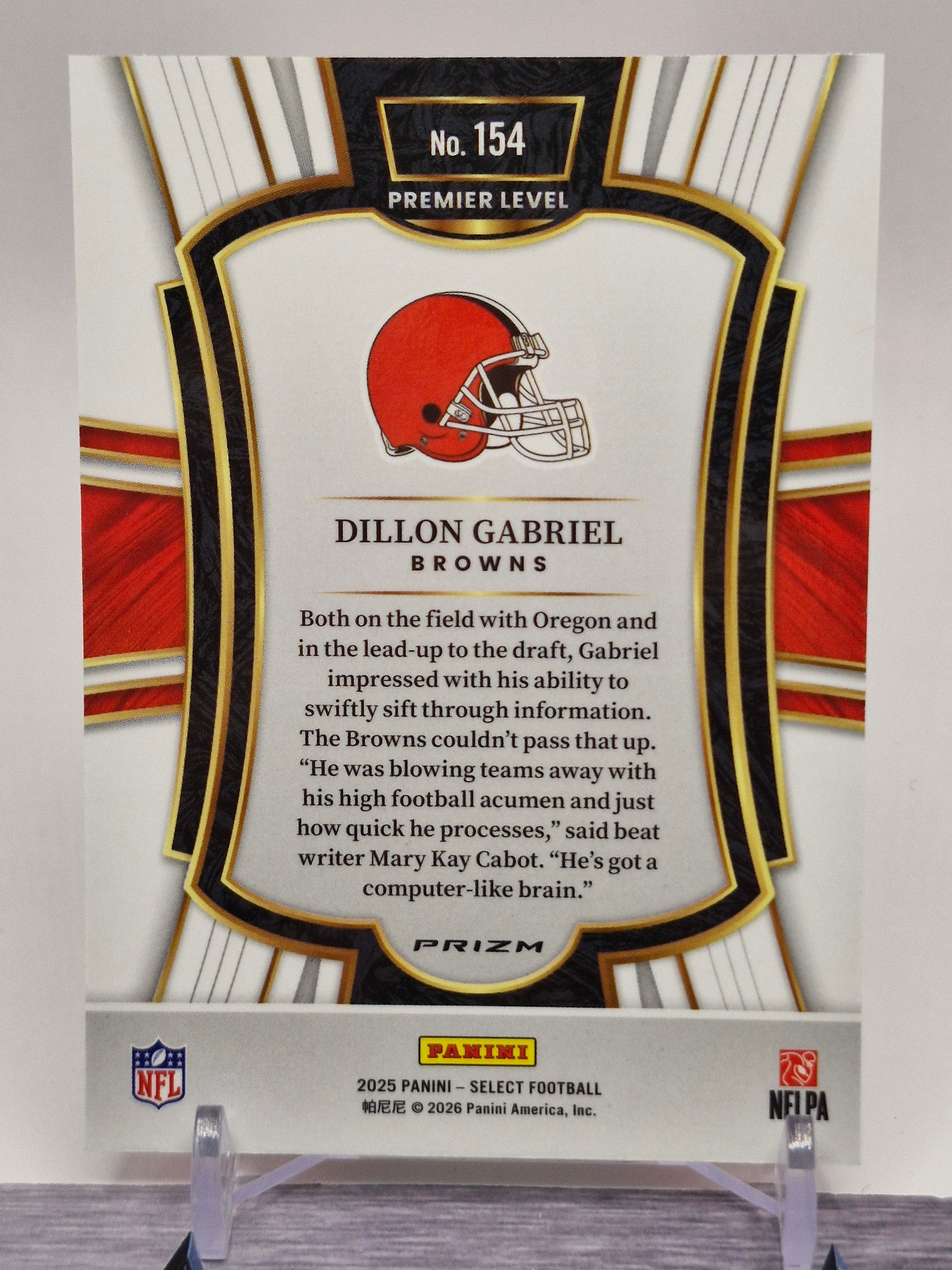2025 Panini Select #154 Dillon Gabriel Black and Green Prizm Shock
