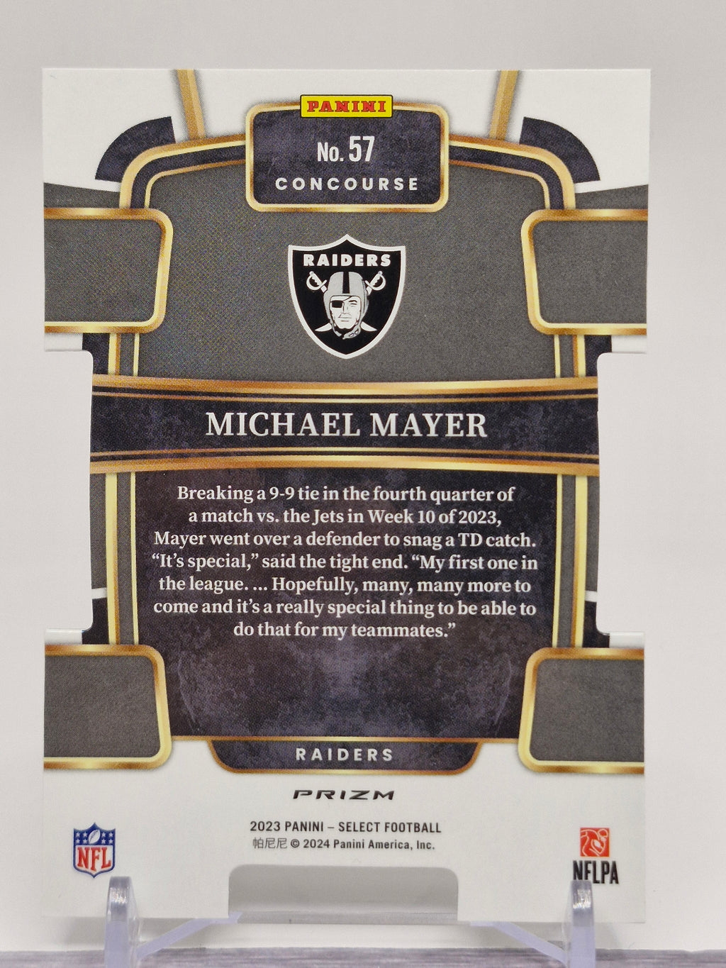 2023 Panini Select #57 Michael Mayer Zebra Prizms Die Cuts