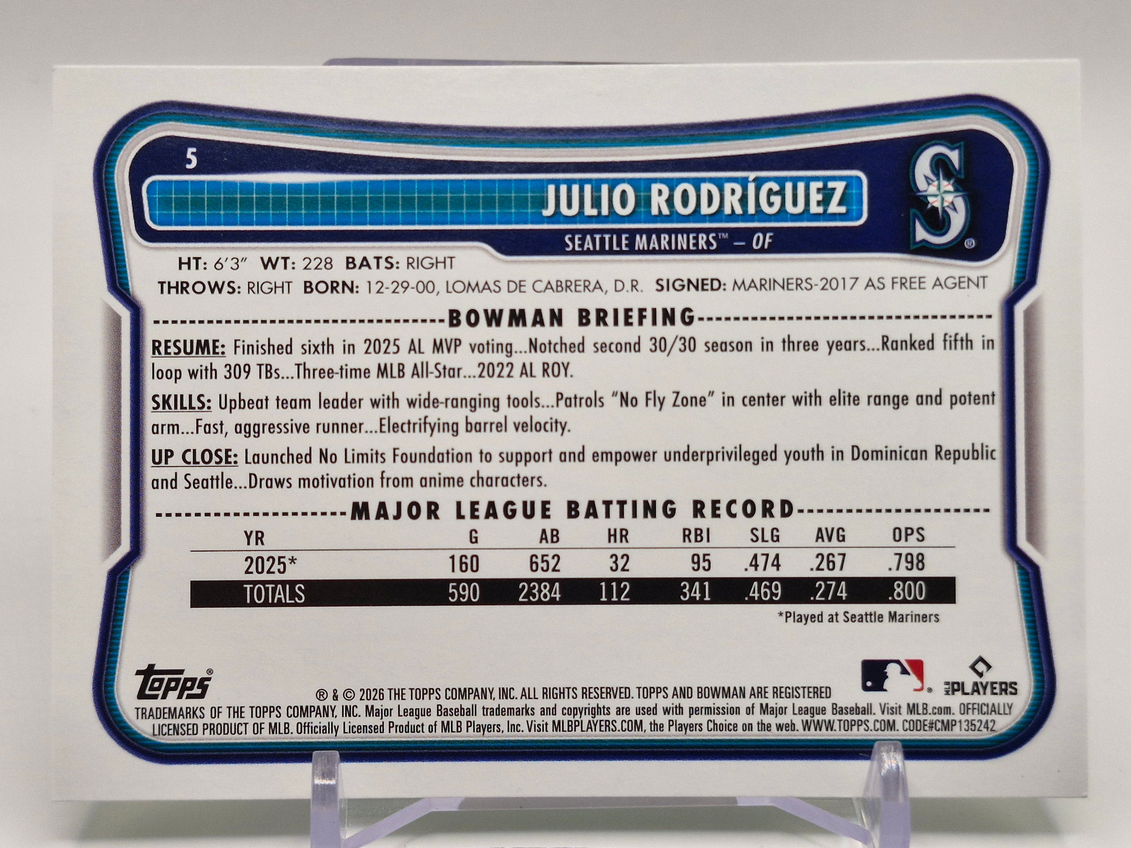 2026 Bowman #5 Julio Rodríguez