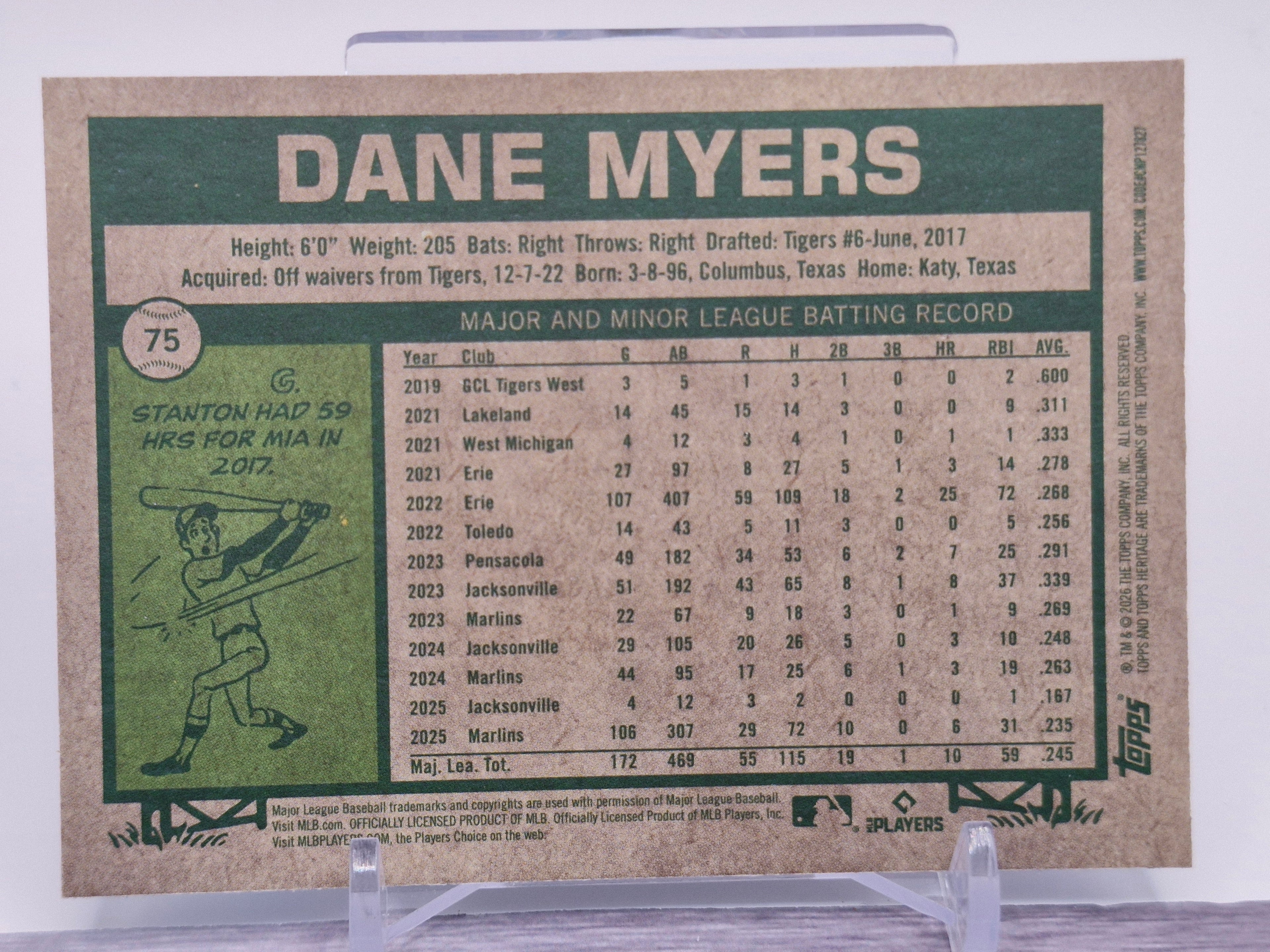 2026 Topps Heritage #75 Dane Myers Chrome Silver Sparkle Refractors
