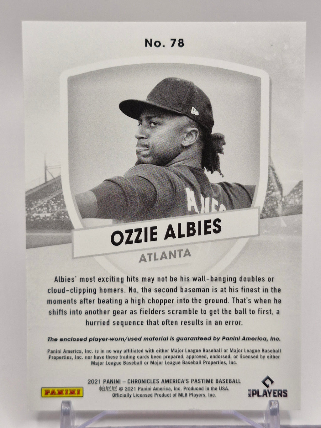 2021 Panini Chronicles #78 Ozzie Albies America's Pastime Swatches