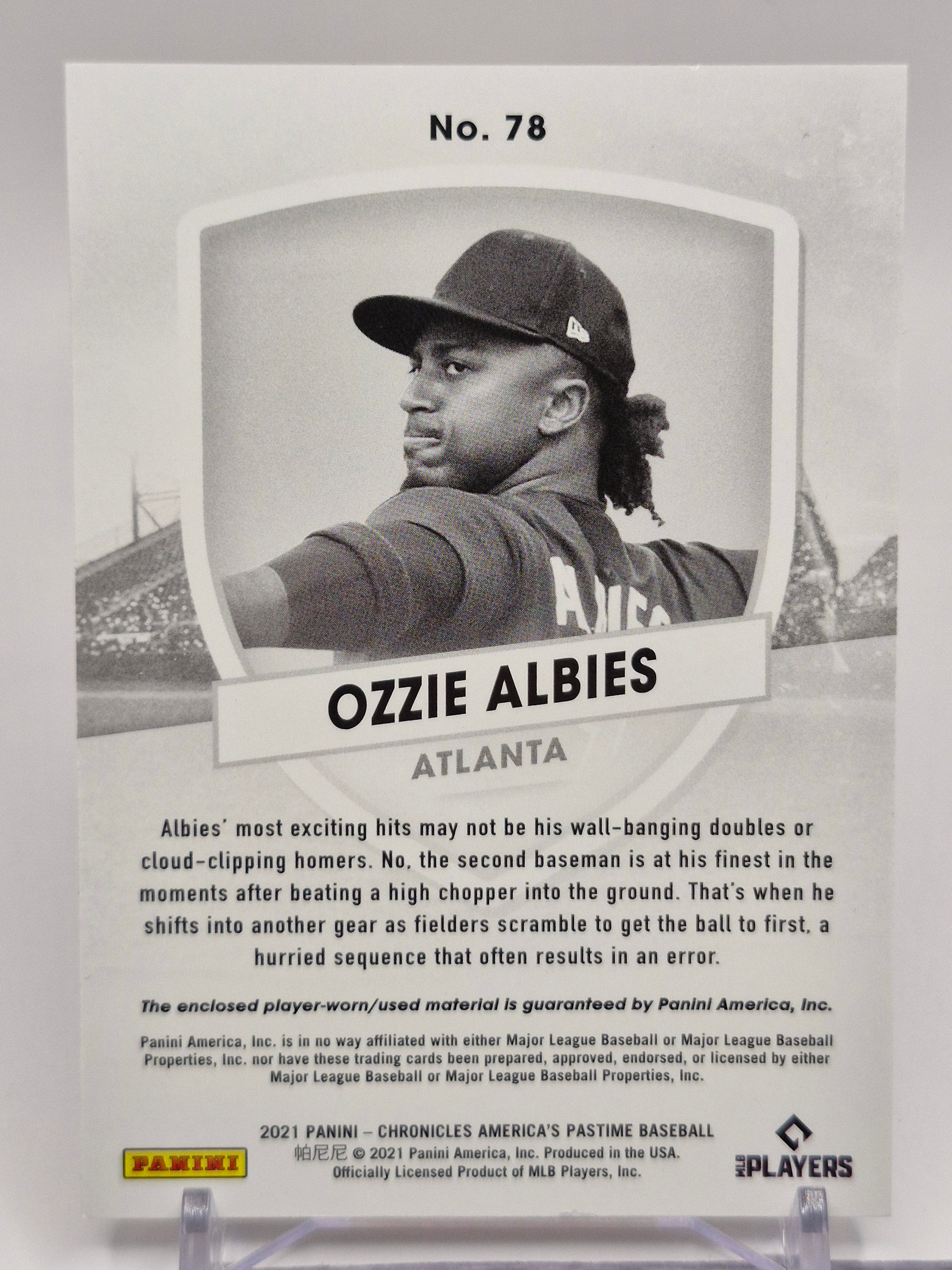 2021 Panini Chronicles #78 Ozzie Albies America's Pastime Swatches