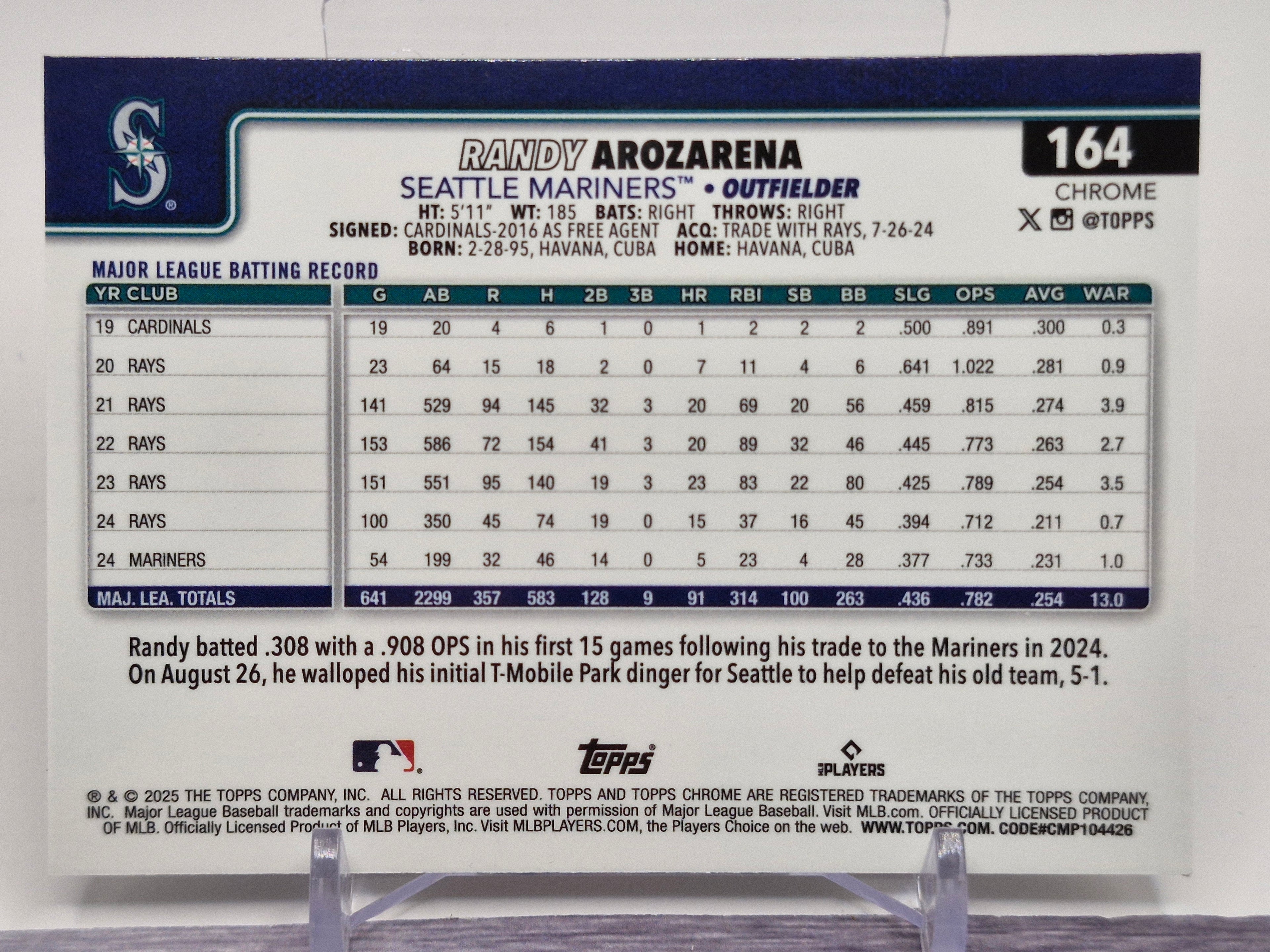 2025 Topps #111 Randy Arozarena Diamante Foil